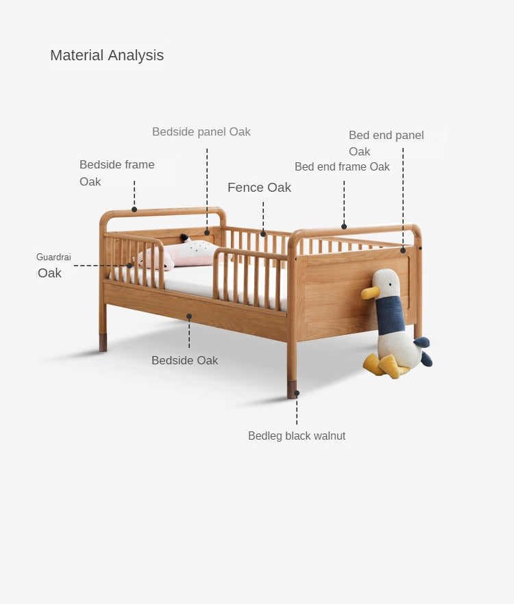 Premium Oak Solid Wood Toddler Bed - Convertible, Multi-Functional Kids Bed with Safety Rails | Perfect for Nursery, Daycare & Small Bedrooms