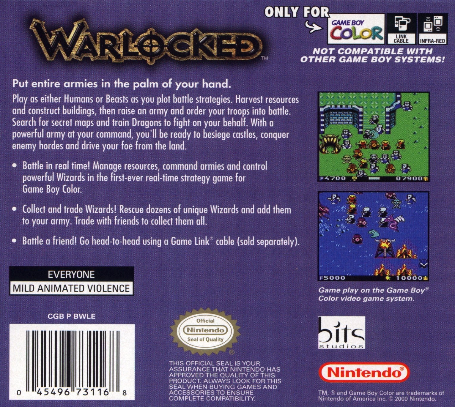 Used Warlocked Game Boy Color Video Games - Retro Gaming Collectibles for Nintendo Enthusiasts | Perfect for Nostalgic Play & Display