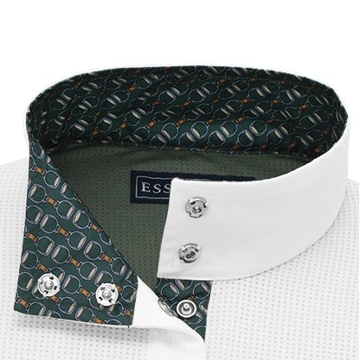 Essex Classics Girls Stirrups Green Luna Performance Long Sleeve Show Shirt - Equestrian Riding & Horse Show Competition Apparel
