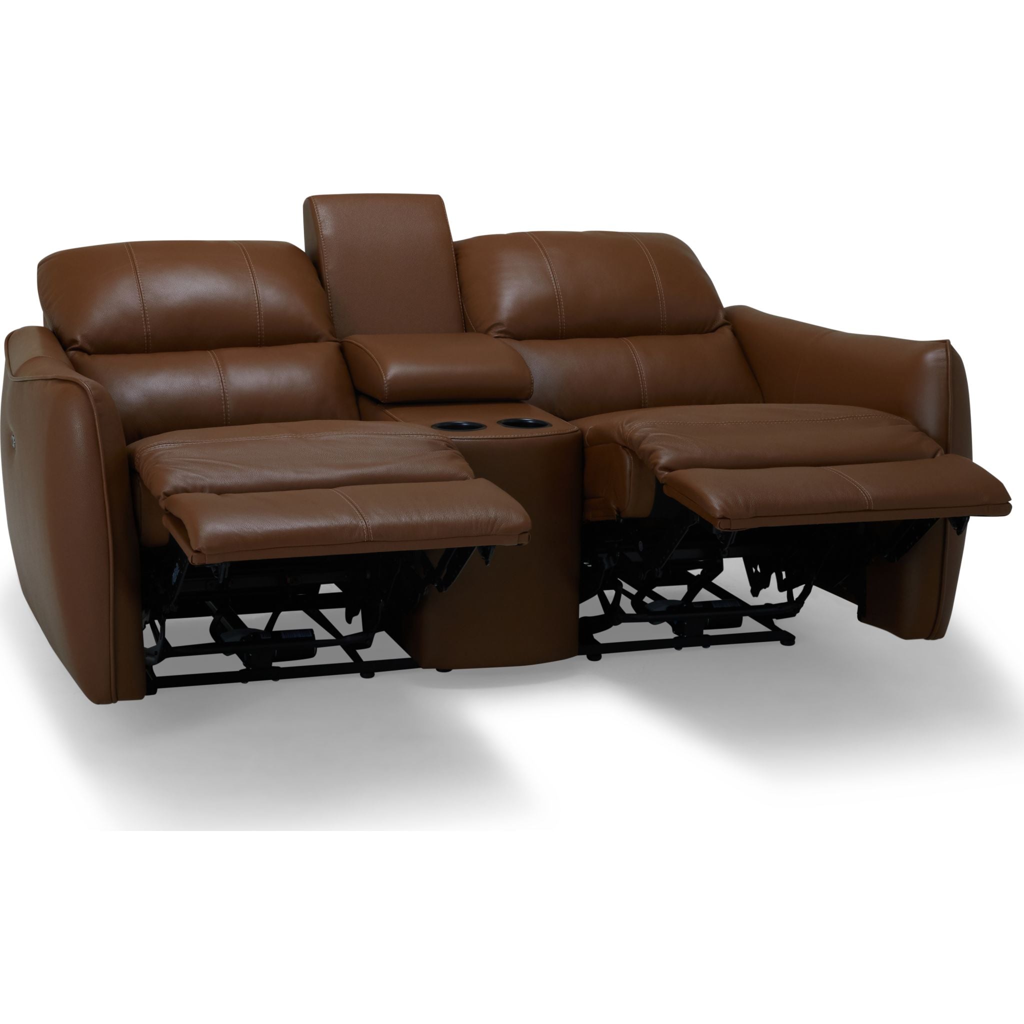 Arlo Power Reclining Loveseat with Console - Valencia Biscotti Fabric - Modern Recliner Sofa for Living Room, Home Theater & Small Spaces