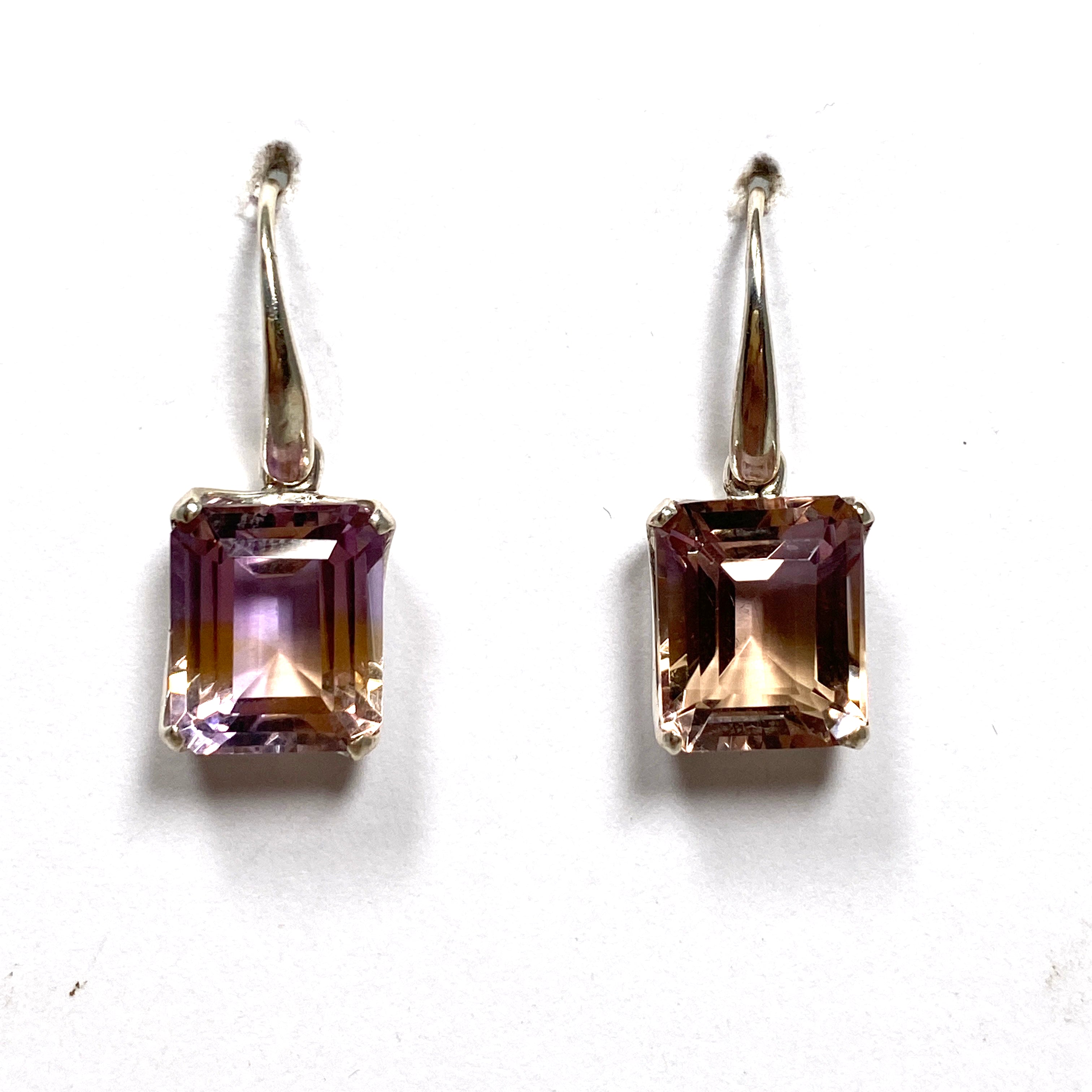 Ametrine Emerald Cut Faceted Earrings for Women - Elegant Gemstone Jewelry Gift for Birthday, Anniversary & Special Occasions