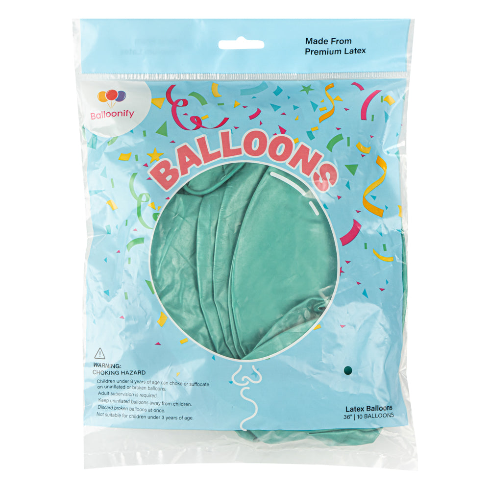 Balloonify Metallic Green Latex Balloons - 36 Inch Large Party Balloons (10 Count Box) for Birthday, Wedding & Holiday Decorations
