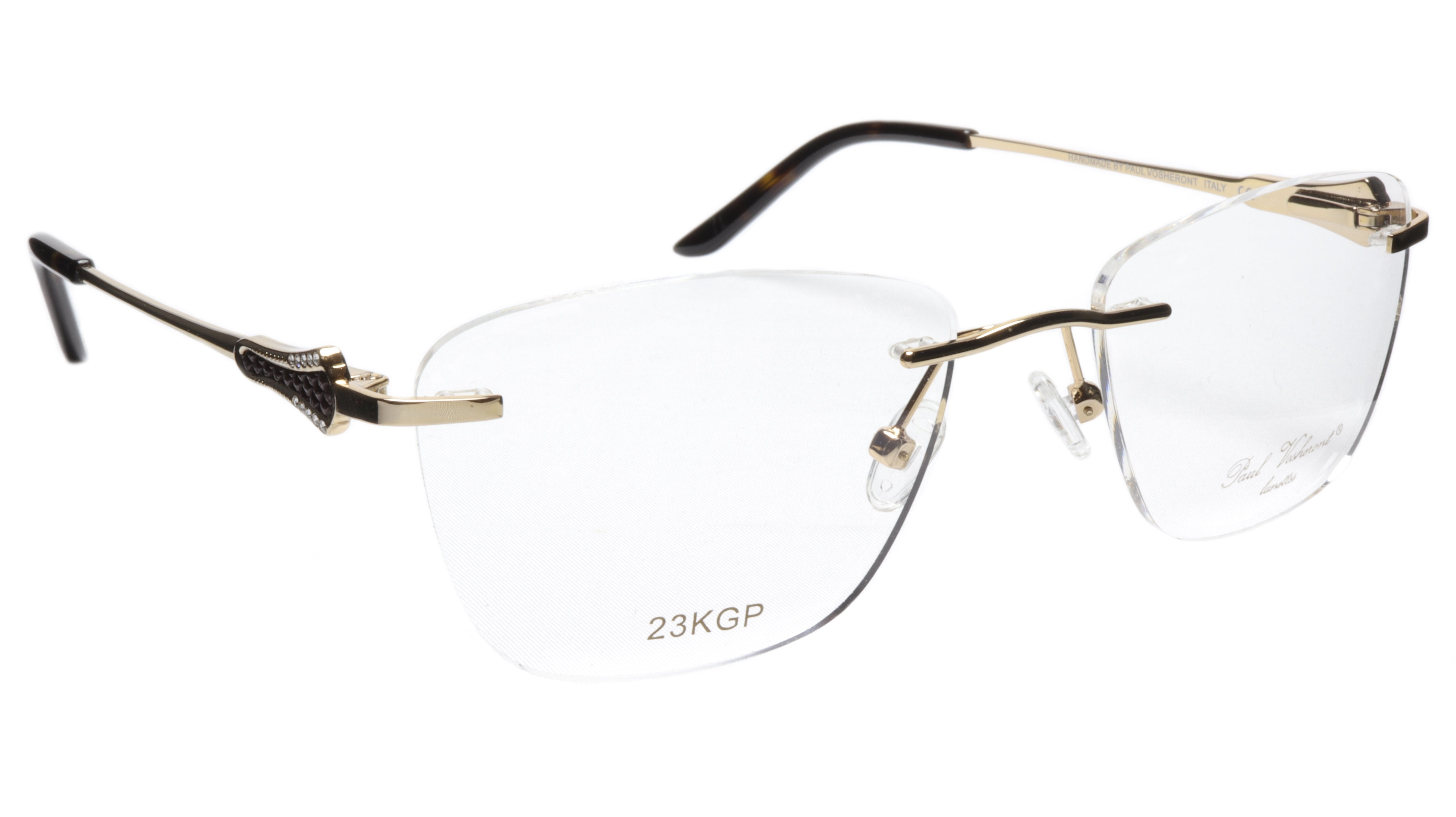 Paul Vosheront Tapered Square Gold & Black Acetate Optical Frame - 52-18-135 Eyeglasses for Men & Women | Lightweight & Durable | Perfect for Reading, Work & Everyday Wear