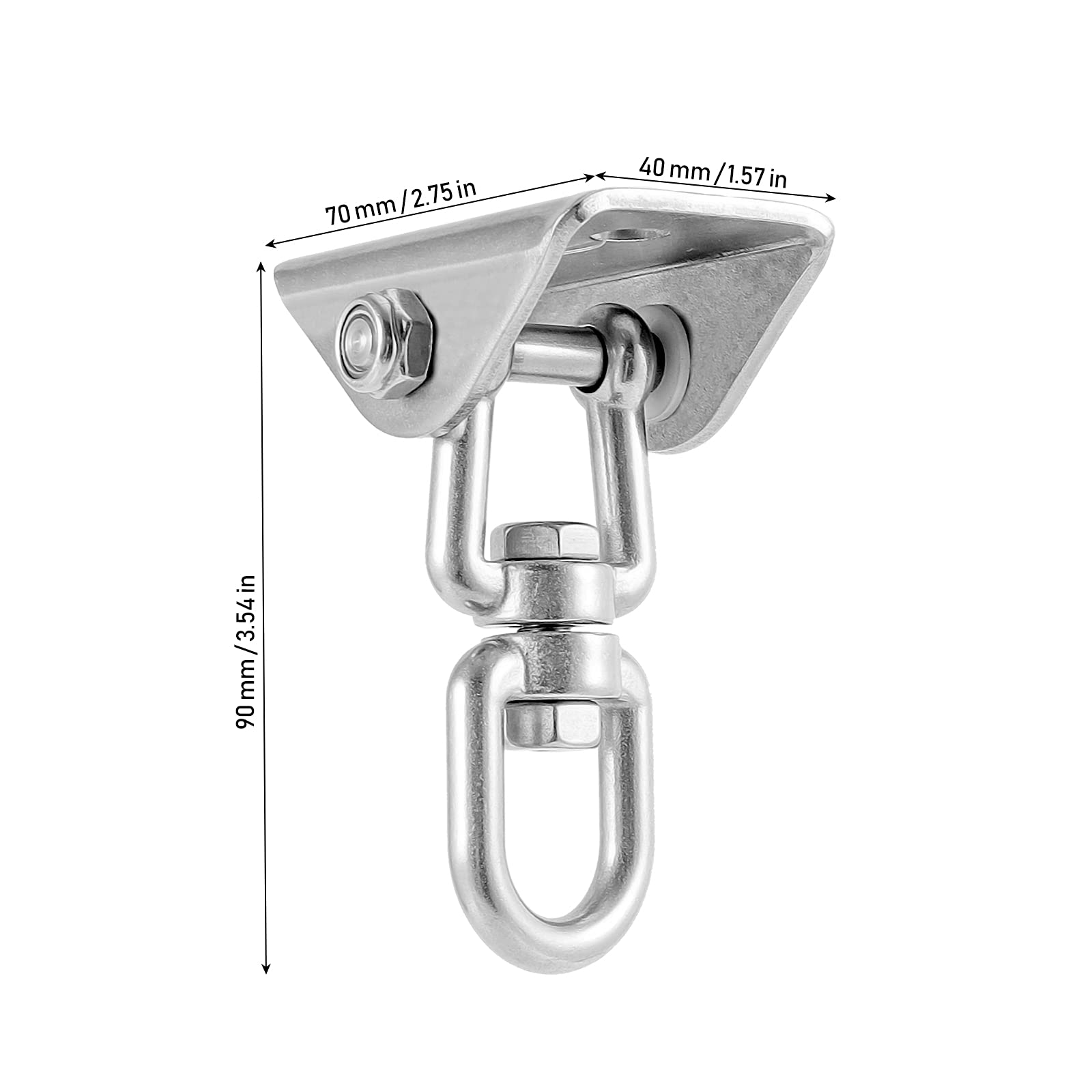 Heavy Duty Swing Hangers Set 4 Pack - 1000 lbs Capacity 360° Rotating Stainless Steel Swivel Hangers for Concrete & Wooden Swing Sets - Perfect for Hammock, Yoga, Playground, Porch & Backyard Outdoor Activities