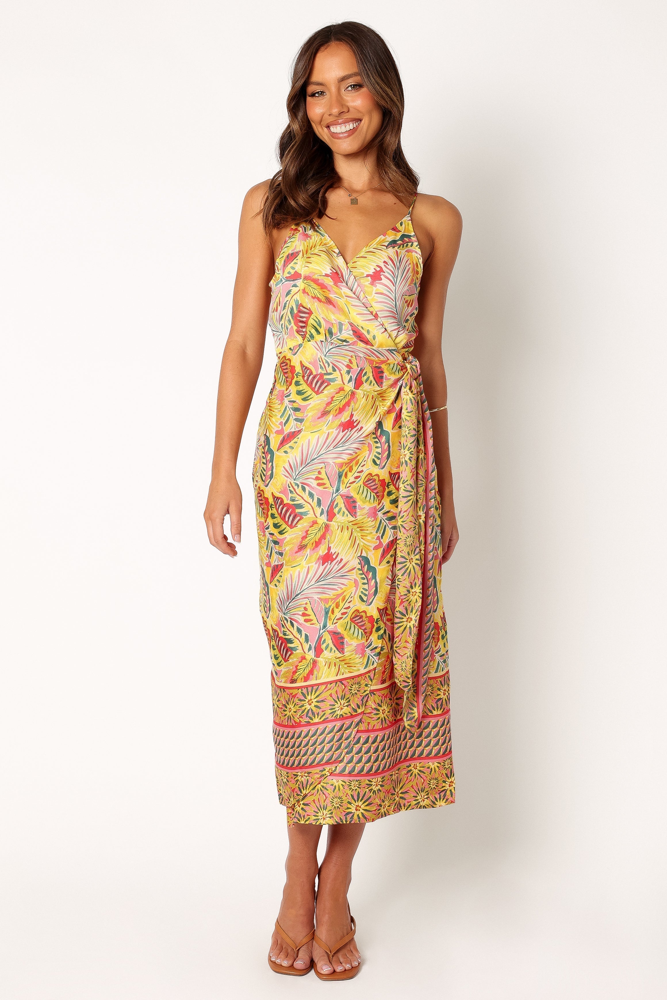 Clement Wrap Midi Dress - Floral Tropical Print Summer Dress for Women | Beach Vacation, Date Night, Casual Outfit