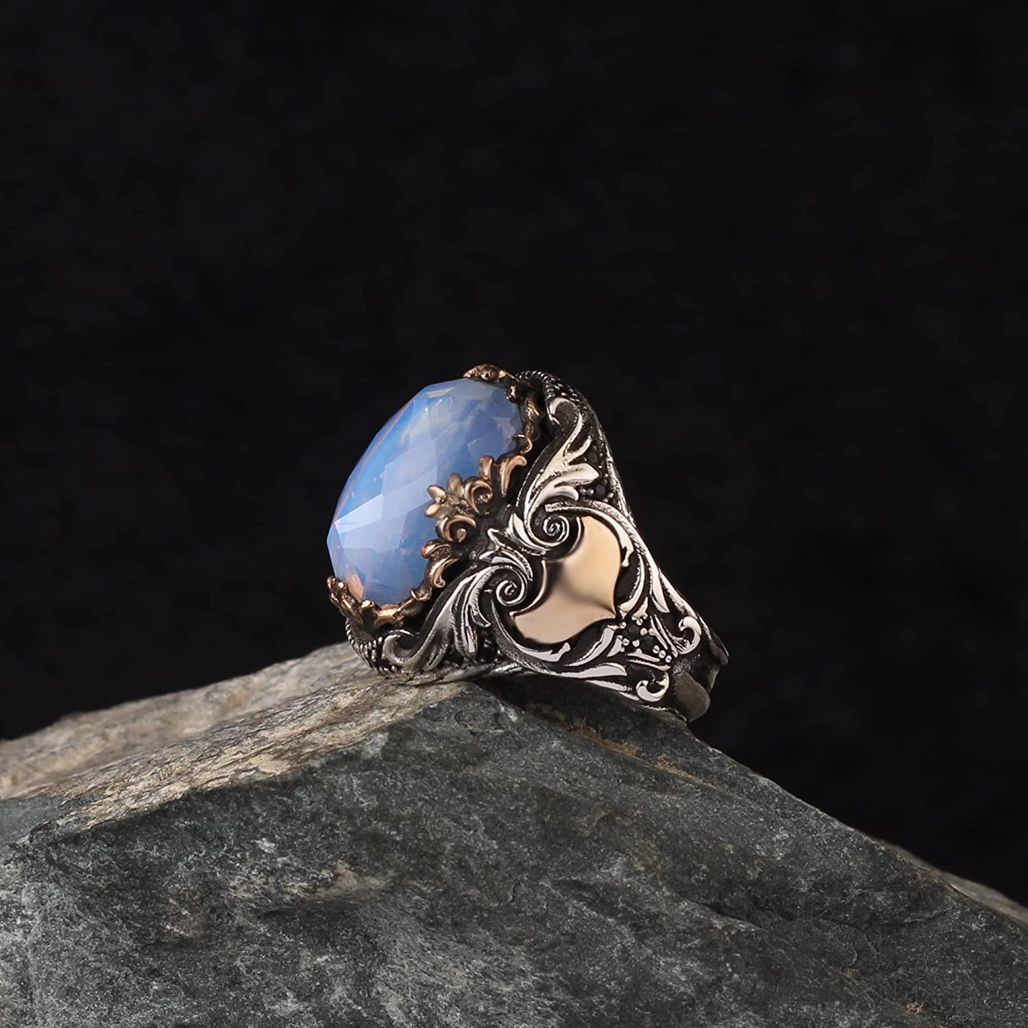 925 Sterling Silver Moonstone Ring for Men - Handmade Gemstone Jewelry - Perfect for Gifts, Weddings & Everyday Wear