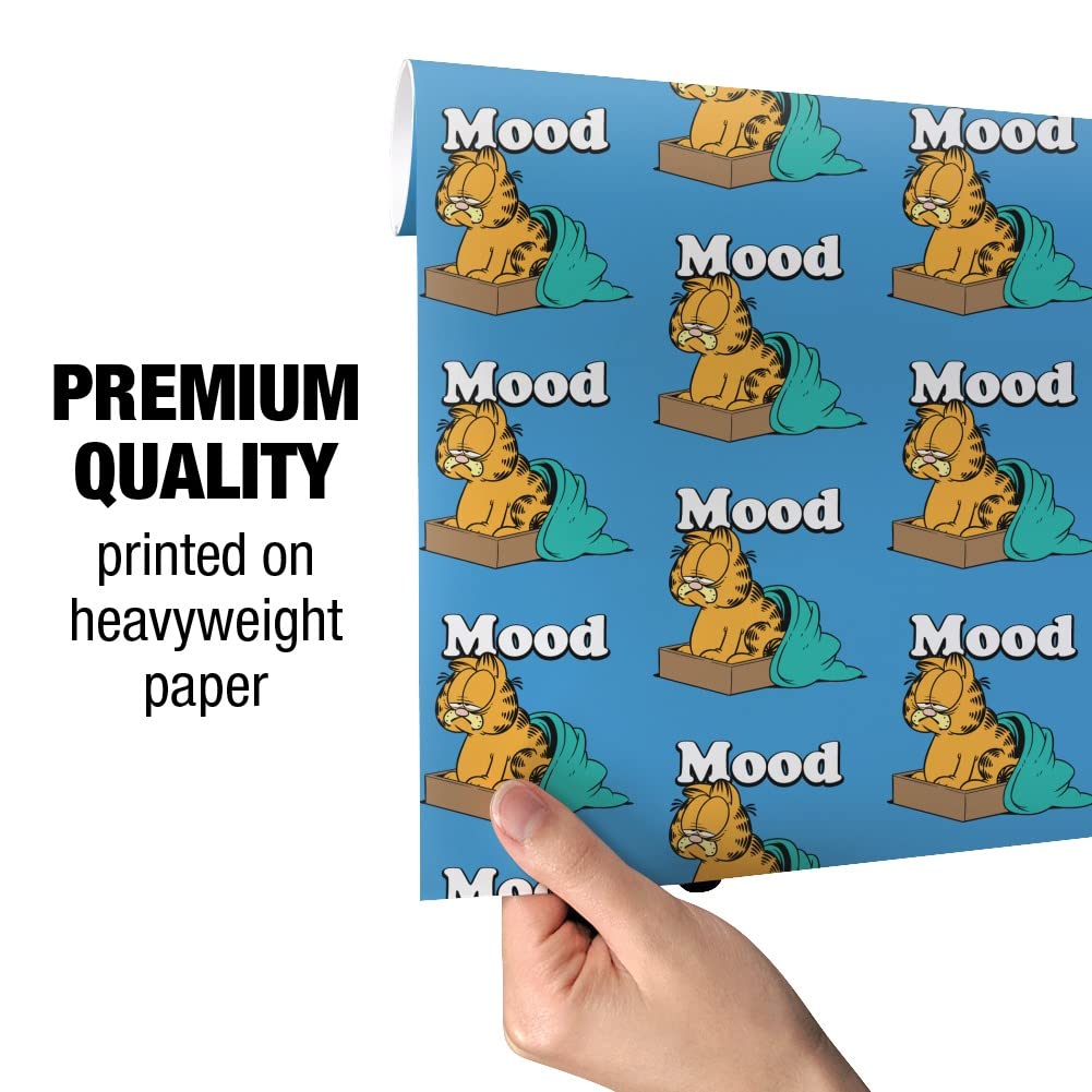 Garfield Mood Gift Wrap Wrapping Paper Rolls - Fun Cartoon Design for Birthday, Christmas & Party Presents | GRAPHICS & MORE