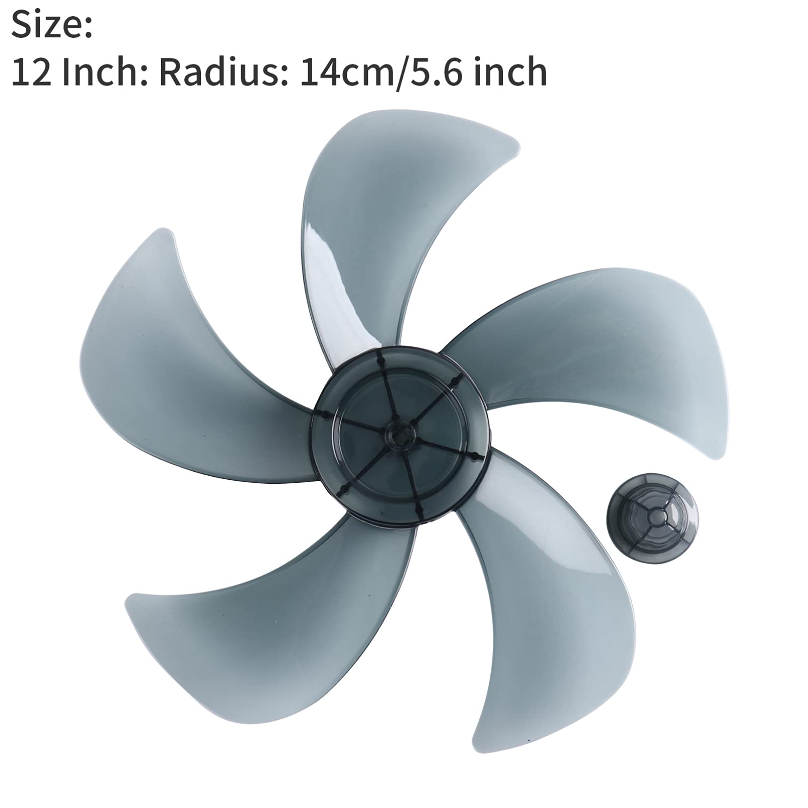 12/14 Inch Universal Plastic Fan Blade Replacement with Nut Cover - Compatible with Household Standing Pedestal Fans & Table Fans - Durable Gray B 12 Inch - Perfect for Home, Office, and Outdoor Cooling