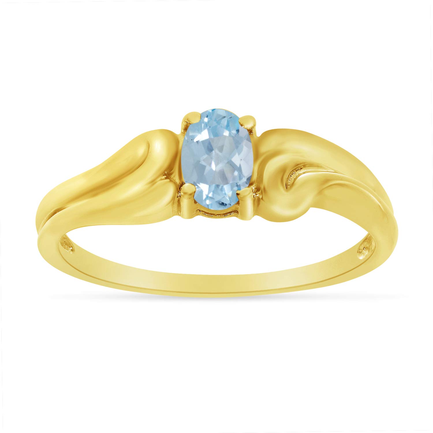 14K Yellow Gold Oval Aquamarine Ring for Women - March Birthstone Jewelry - Elegant Engagement, Wedding, Anniversary Gift for Her - Perfect for Everyday Wear & Special Occasions