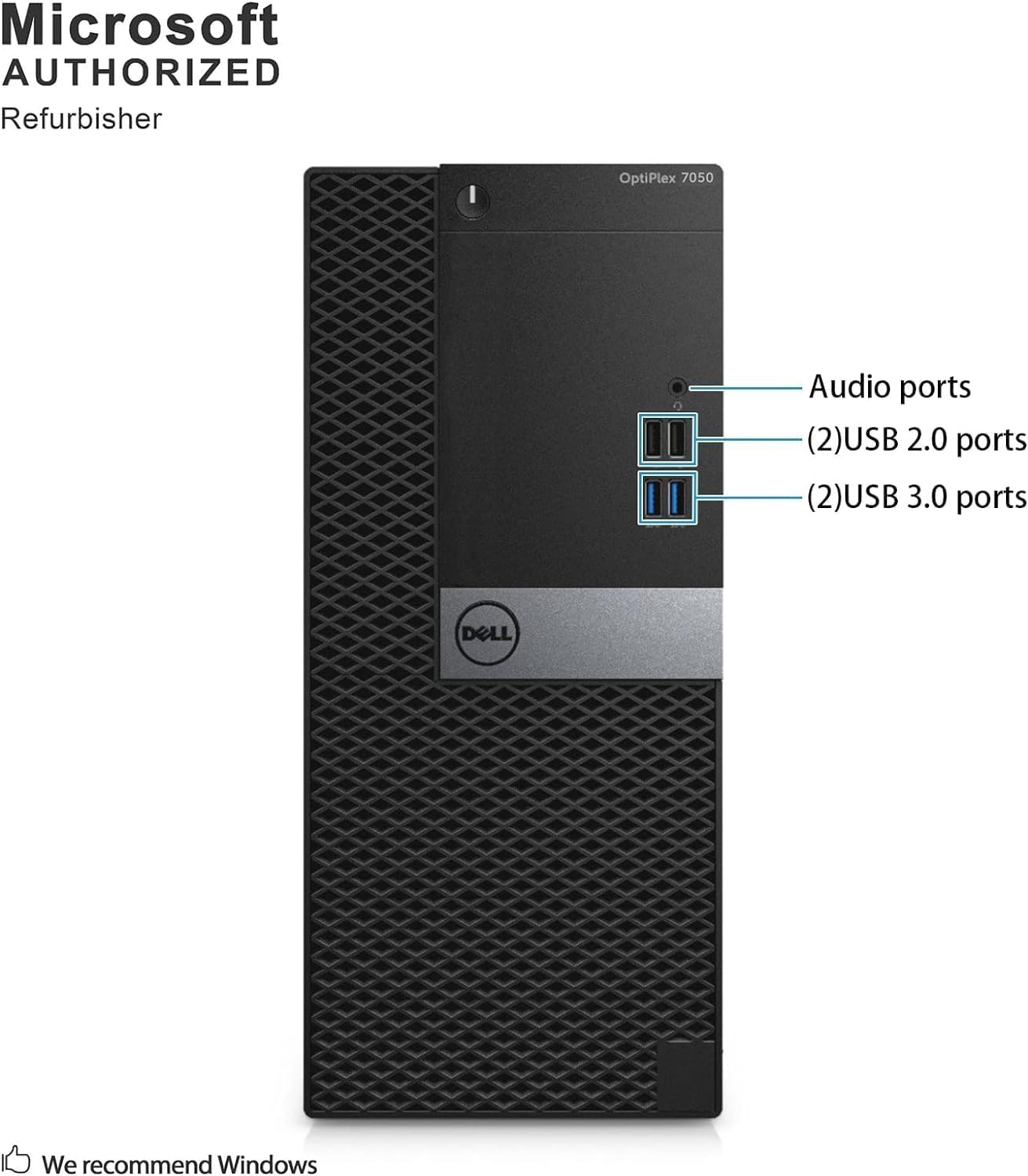 Refurbished Dell Optiplex 7050 MT Tower Desktop PC - Intel Core i7-6700, 32GB RAM, 512GB SSD, AMD RX550 Graphics, RGB Keyboard, Windows 10 Pro | 4K Gaming & Business Workstation for Home Office & Professional Use