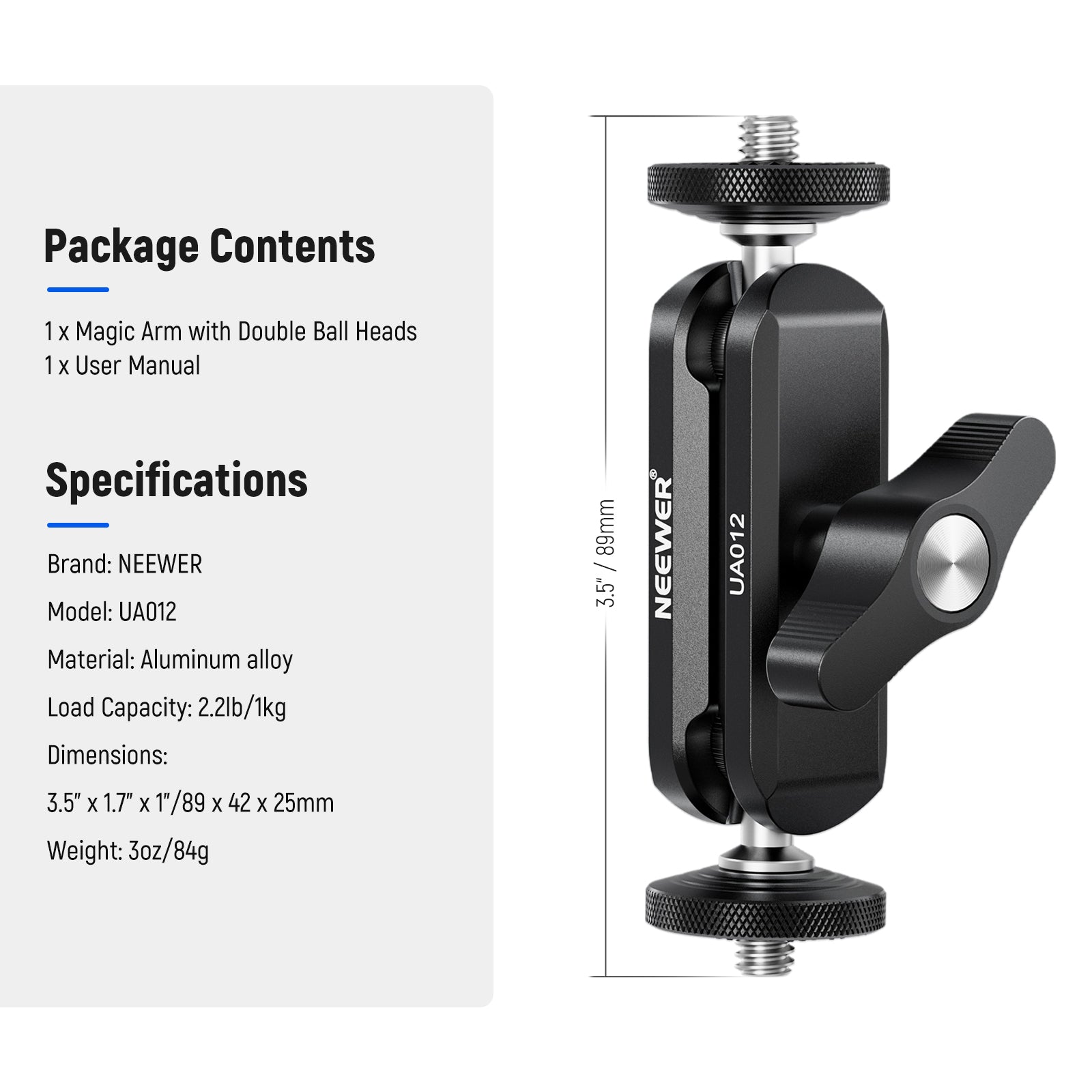 NEEWER UA012 Flexible Articulating Magic Arm Clamp Mount for Camera, Phone, Light - Perfect for Photography, Videography, Live Streaming & Studio Setup