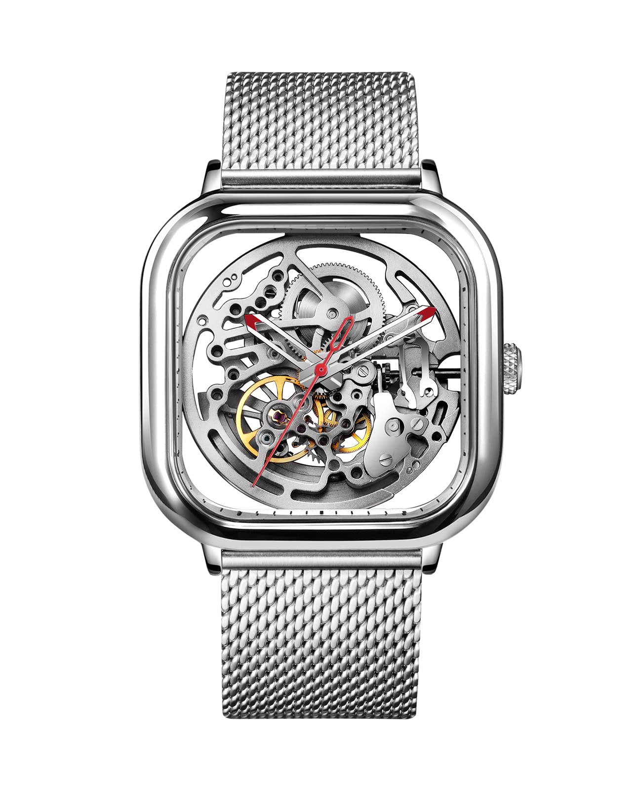 CIGA Design Automatic Mechanical Watch C Series - Skeleton Analog Wristwatch for Men & Women with Milanese & Leather Straps, Sapphire Crystal Glass - Perfect for Business, Formal Events & Luxury Gifts