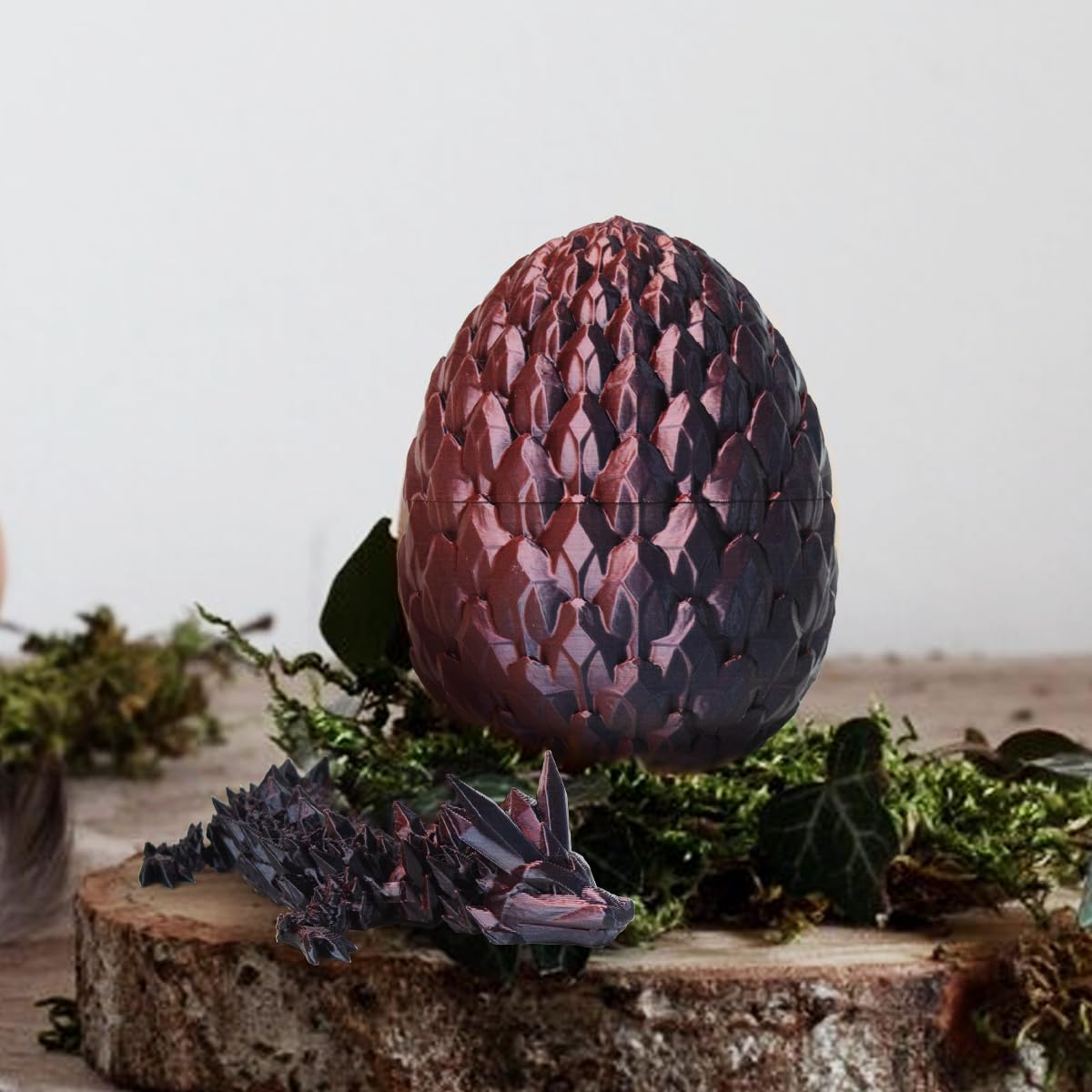 3D Printed Dragon Egg with Dragon Inside - Unique Easter Gift for Kids & Collectors (Black & Red) - Perfect for Fantasy Decor, Easter Basket Stuffers & D&D Enthusiasts