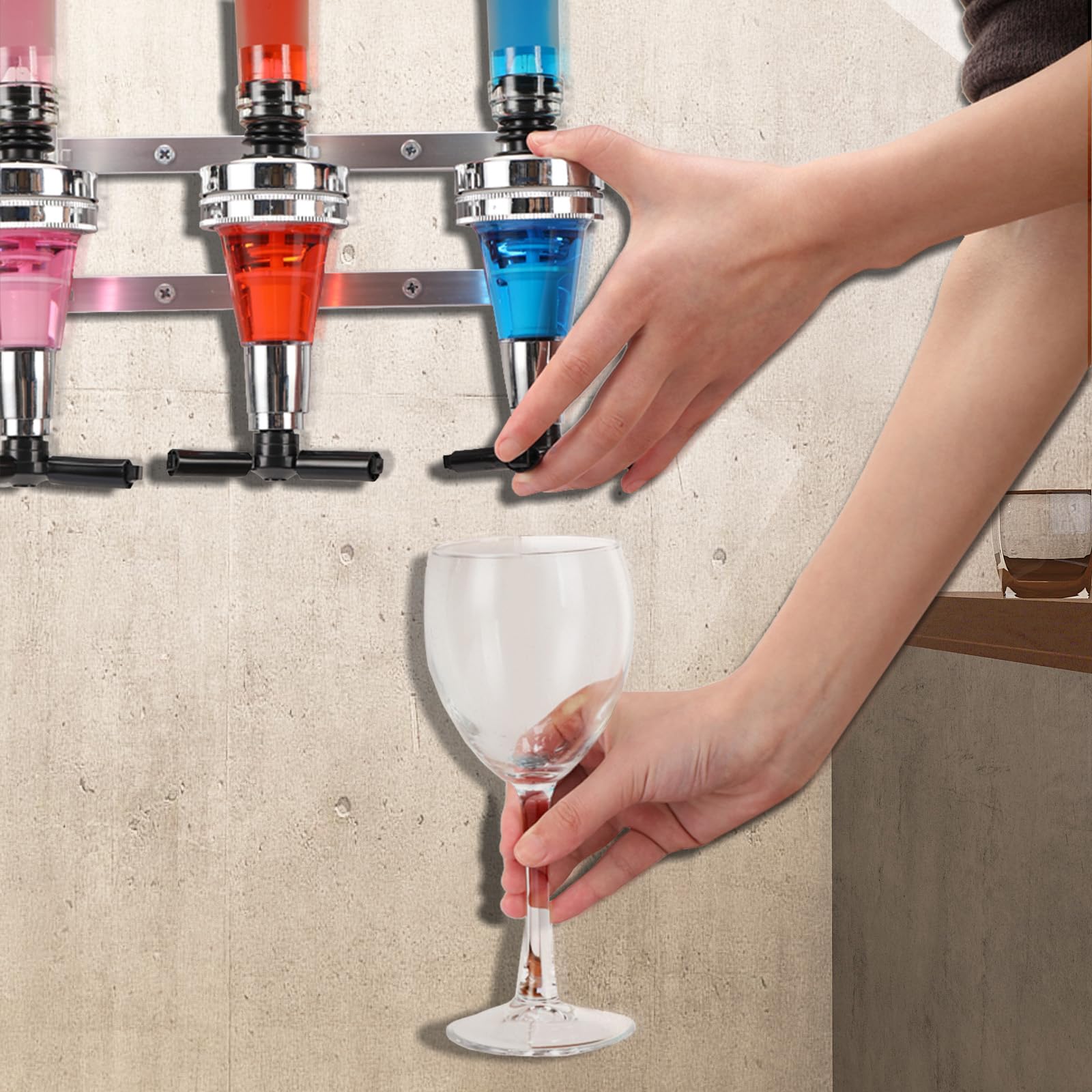 ECUTEE Wall Mounted 6-Bottle Liquor Dispenser - Wine & Beverage Pouring System for Home Bar, Party, Restaurant - Perfect for Beer, Soda, Coke, Fizzy Drinks & Mixed Cocktails