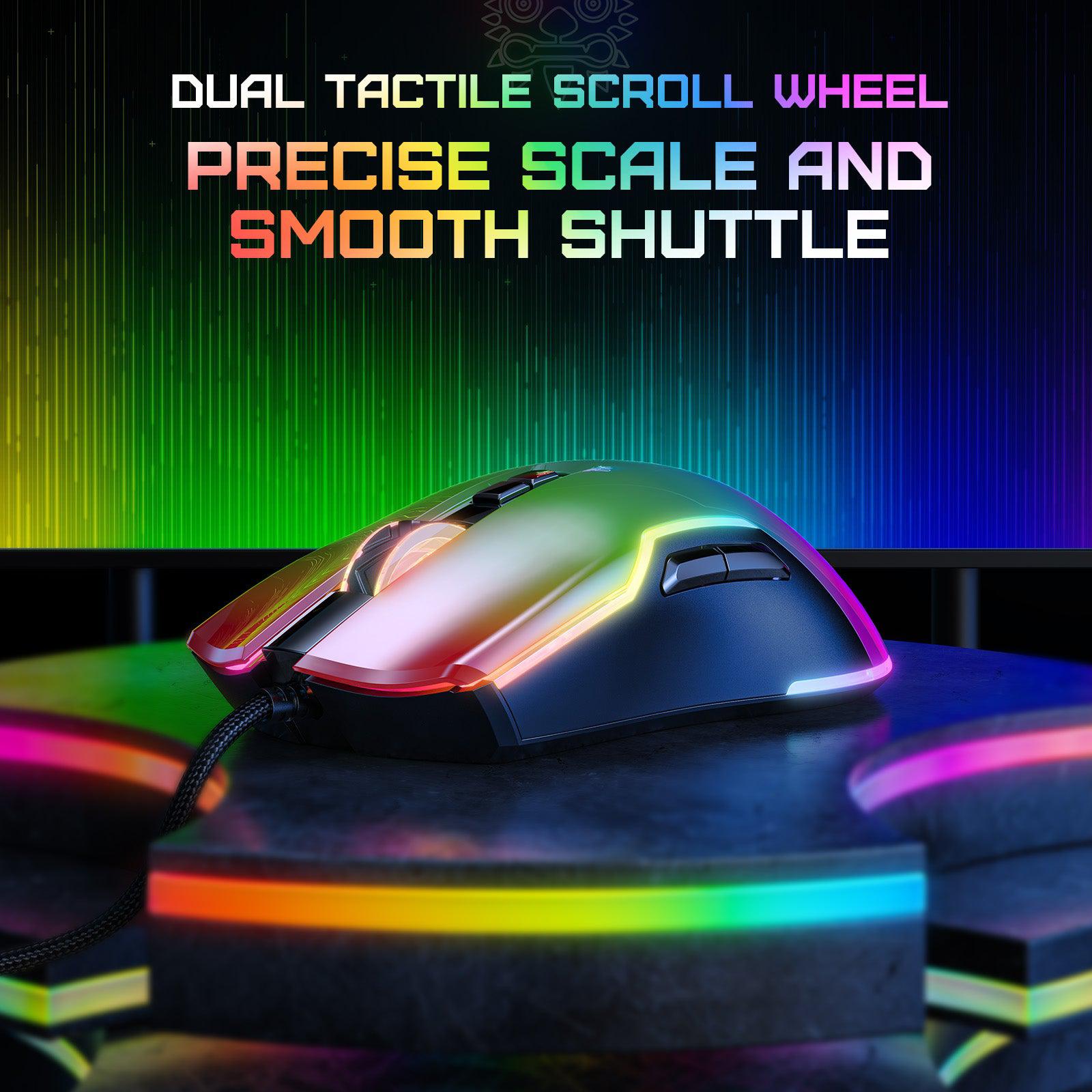 ONIKUMA CW922 Wired Gaming Mouse - 7200 DPI, 7 Programmable Buttons, RGB Backlit for PC & Laptop - Silent Click Optical Mouse for Gaming, Office Work & Home Use