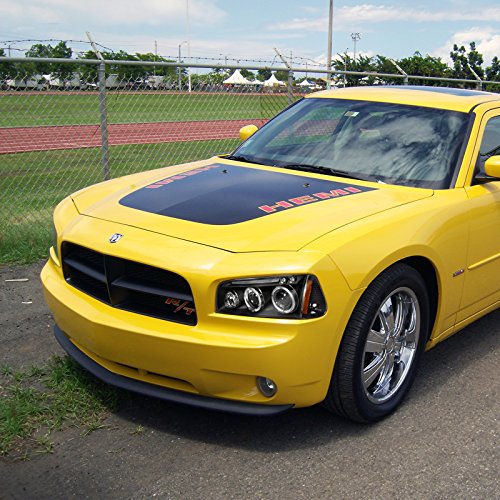 Spec-D Tuning Black Halo LED Projector Headlights + Black Corner Lights for 2006-2010 Dodge Charger - Left & Right Pair Headlamp Assembly - Upgrade Your Ride with Enhanced Night Visibility & Style