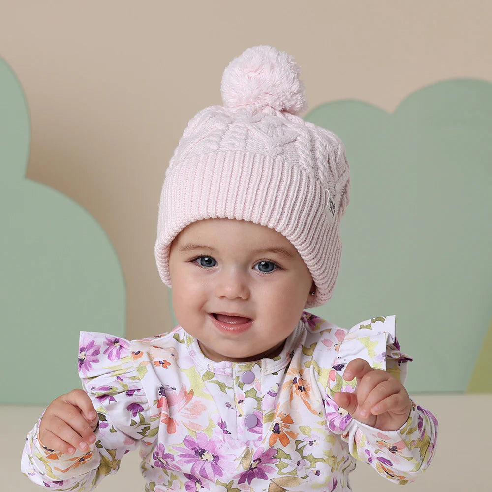Snuggle Hunny Organic Knit Beanie - Soft Blush Pink Winter Hat for Women & Men | Cozy Cold Weather Accessory for Outdoor Activities