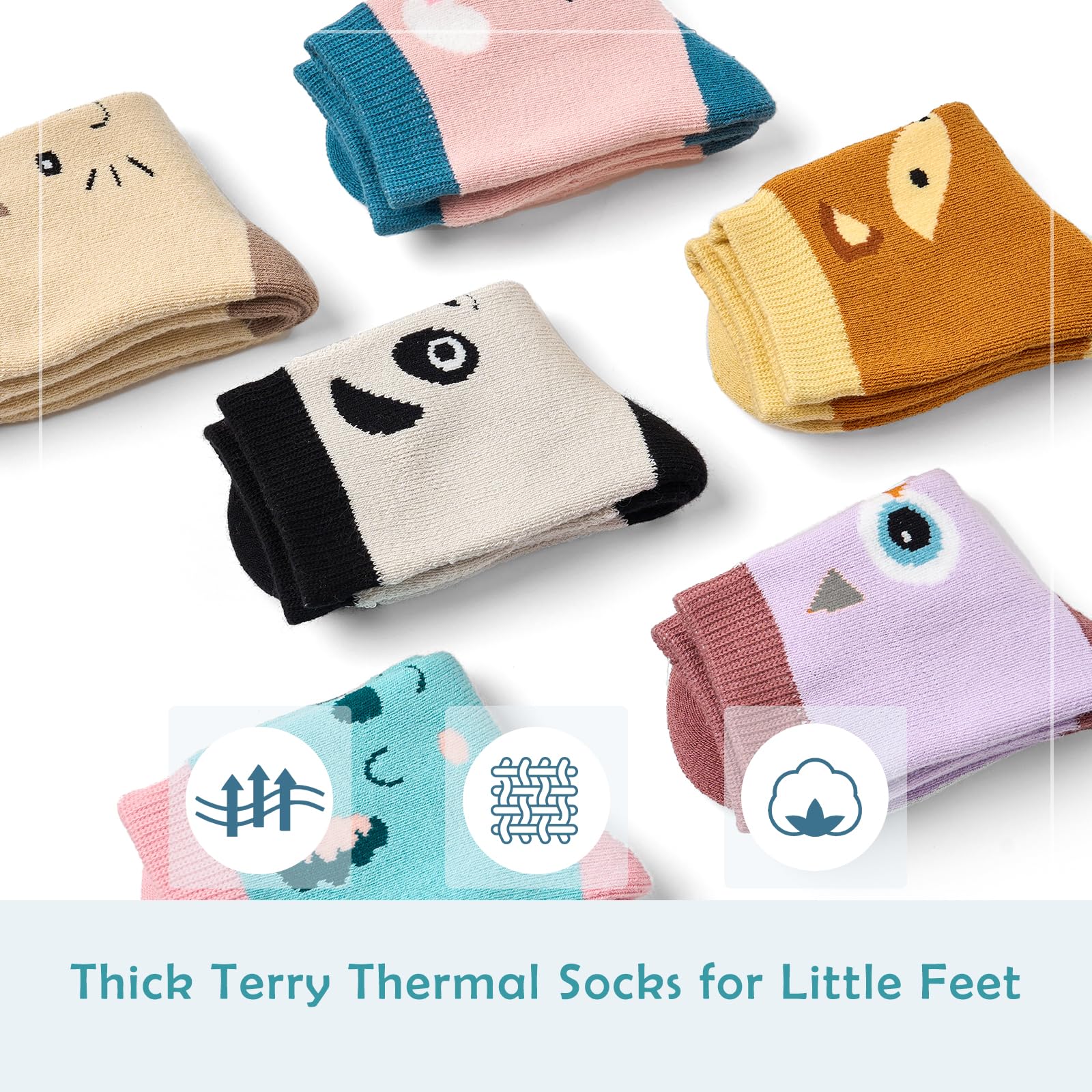 Moon Tree Boys Thick Cotton Socks for Kids - Warm Winter Thermal Crew Socks for Boys - Perfect for Cold Weather, Outdoor Activities & School
