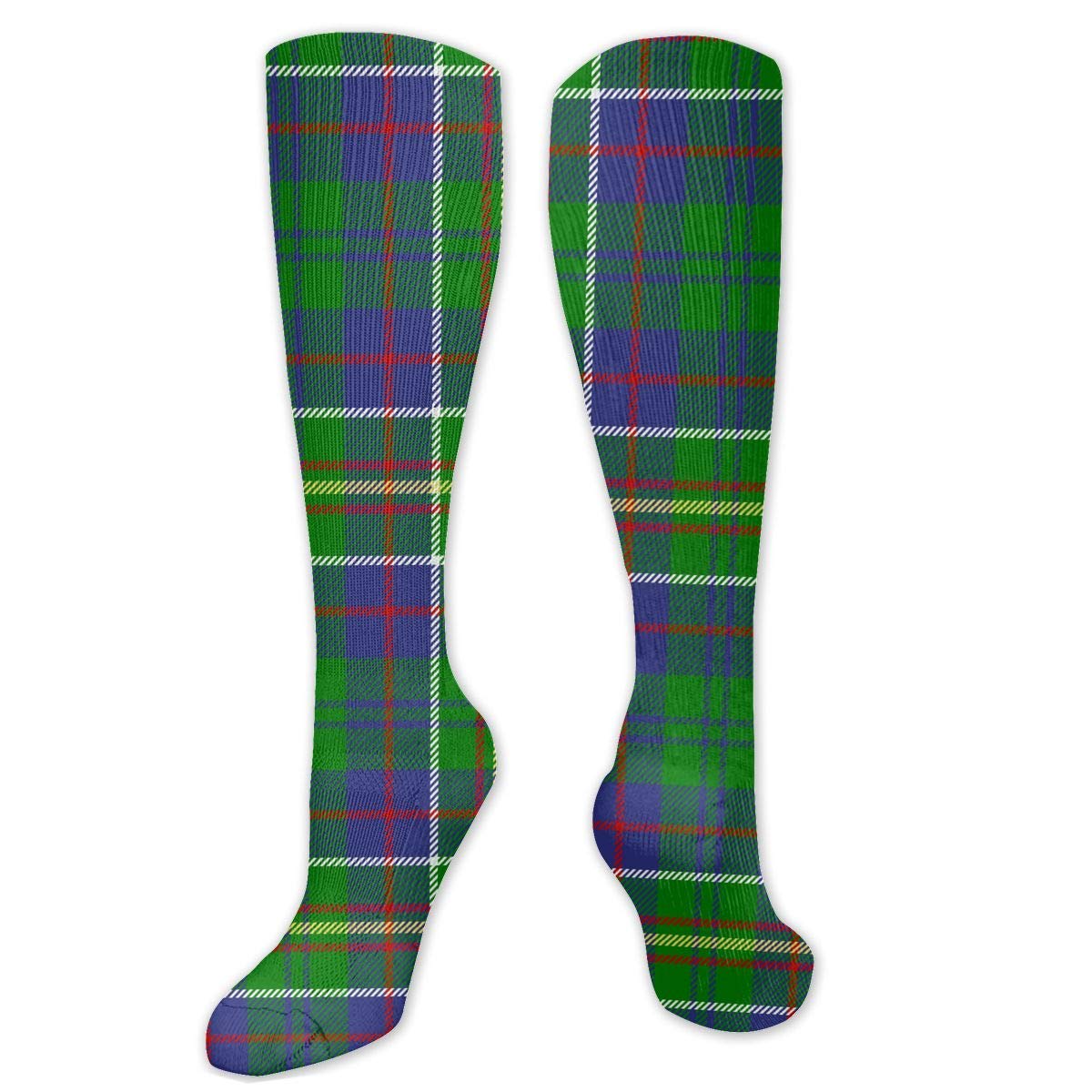 Clan Hunter Tartan Print Compression Socks for Women & Men - Knee High Support Socks for Running, Hiking & Work Boots - Scottish Plaid Design for Sports & Outdoor Activities