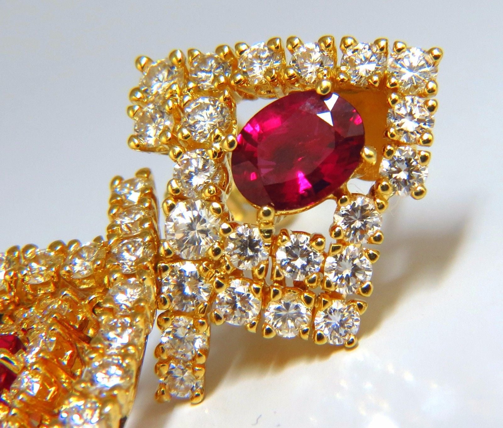 18.96ct GIA Certified Natural Red Ruby & Diamond Dangle Earrings in 18K Gold - Elegant Statement Jewelry for Weddings, Parties & Special Occasions