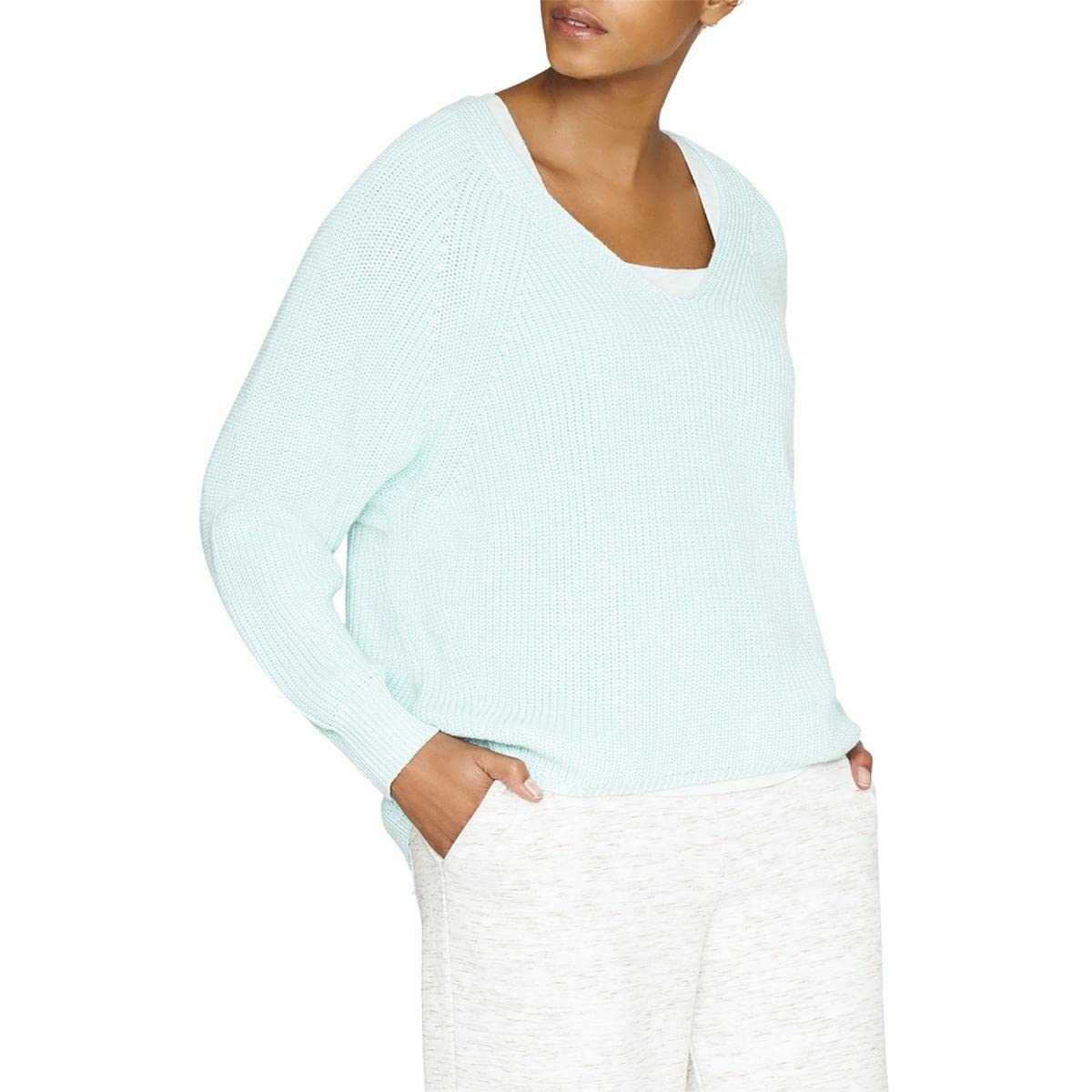 Eco-Friendly Women's Recycled Long Sleeve V-Neck Sweater - Soft Shaker Knit Pullover for Work, Casual & Fall Layering