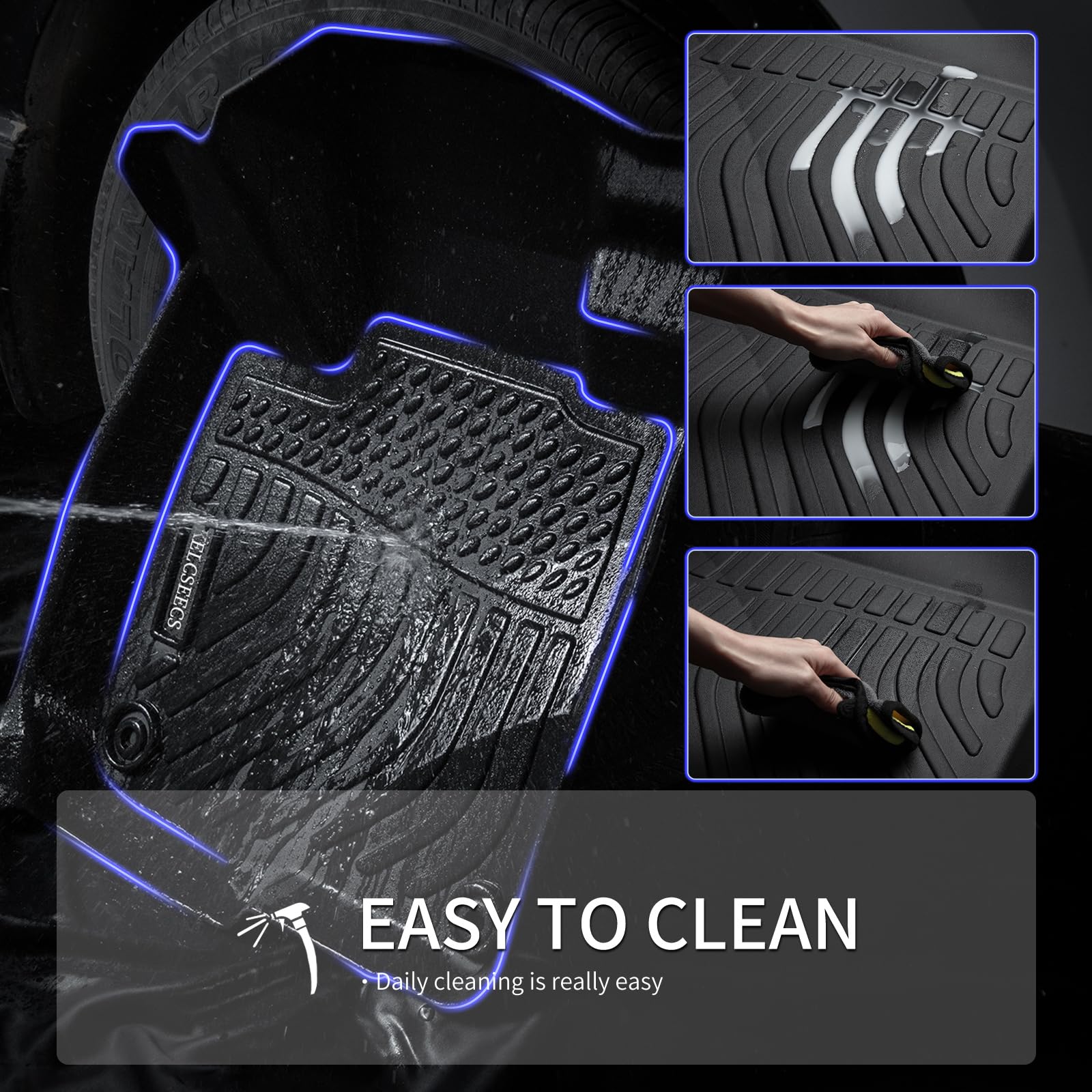 Custom Fit All-Weather Floor Mats for Ford Escape & C-Max 2013-2019 - Heavy Duty Car Floor Liners Front & Rear - Durable Automotive Accessories for Rain, Snow & Mud Protection - Perfect for Daily Commute, Road Trips & Off-Road Adventures