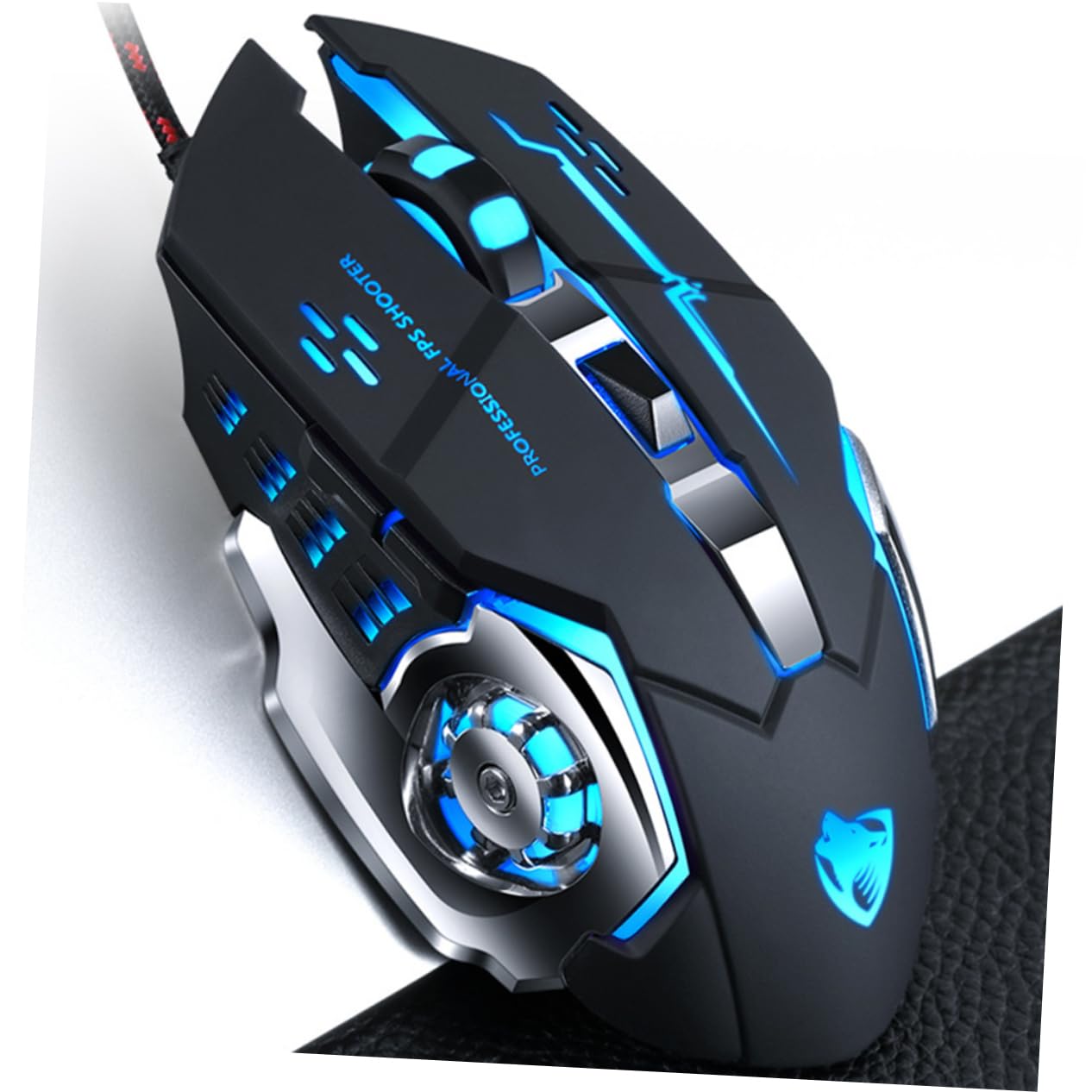 Jojofuny V6 Wired Optical Gaming Mouse with Programmable Buttons - USB Ergonomic Computer Mouse for Laptop & Desktop - Perfect for Gaming, Office Work & Graphic Design