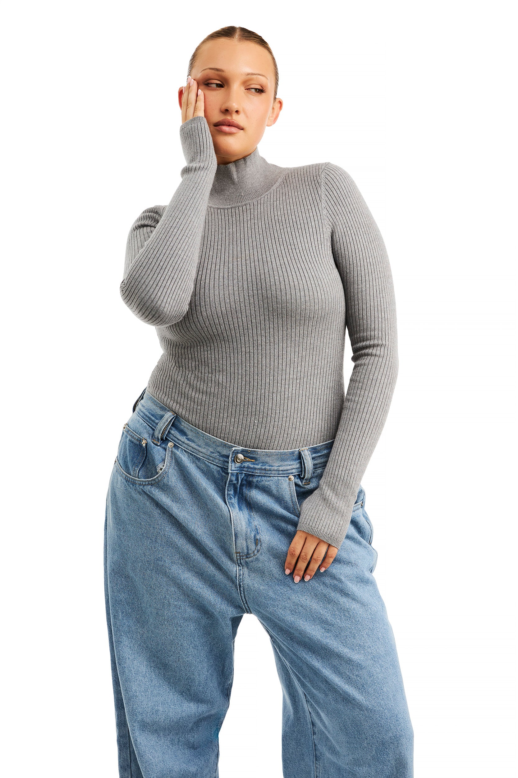 THE RHODES GREY BODYSUIT - Women's Seamless Slimming Bodysuit for Everyday Wear & Layering | Perfect for Work, Date Night & Casual Outfits