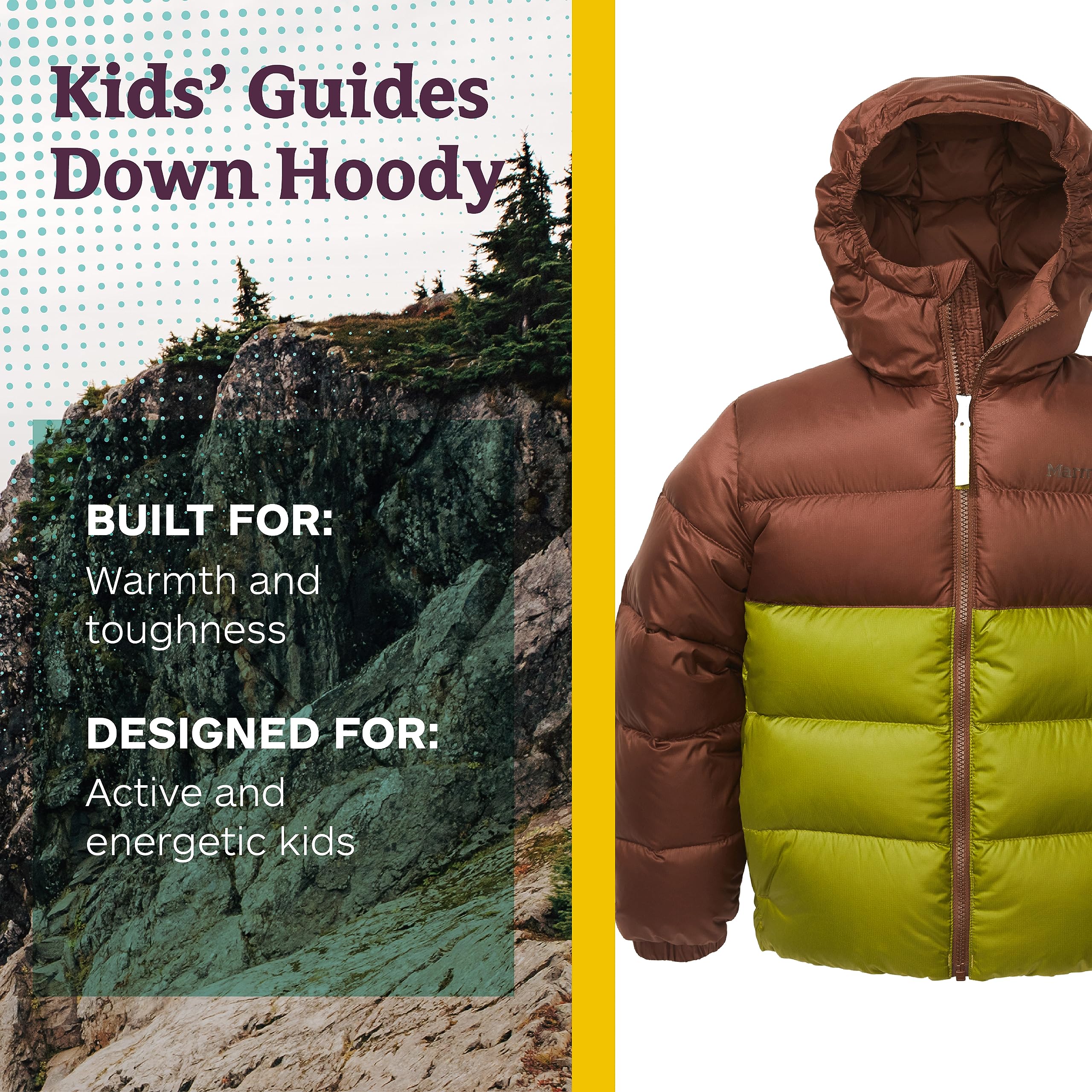 MARMOT Kids Guides Down Hoody - 700 Fill Power Insulated Water-Resistant Lightweight Puffer Jacket with Adjustable Hood for Winter Outdoor Activities Hiking Camping