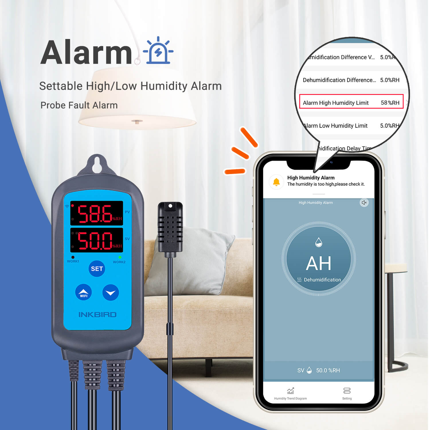 IHC 200 Series Digital Humidity Controller - Precise Climate Control for Greenhouses, Grow Tents & Home Storage | Smart Humidity Regulator