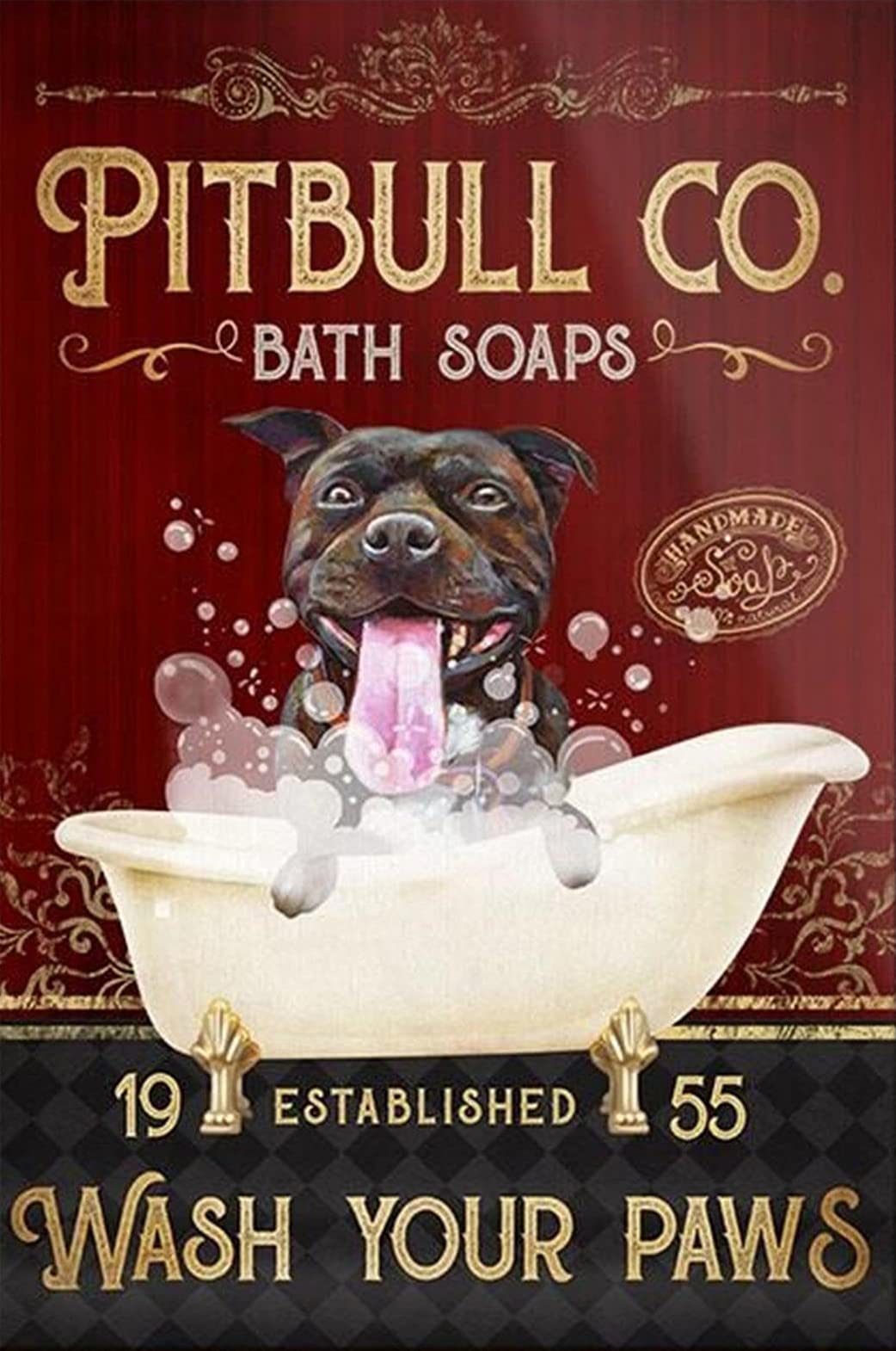 1000-Piece Wooden Jigsaw Puzzle - Pitbull Dog Bath Soap Design - Educational Toy for Adults & Kids - Brain Teaser Game - Perfect Gift for Puzzle Lovers (Home Decor, Family Game Night, Stress Relief Activity)