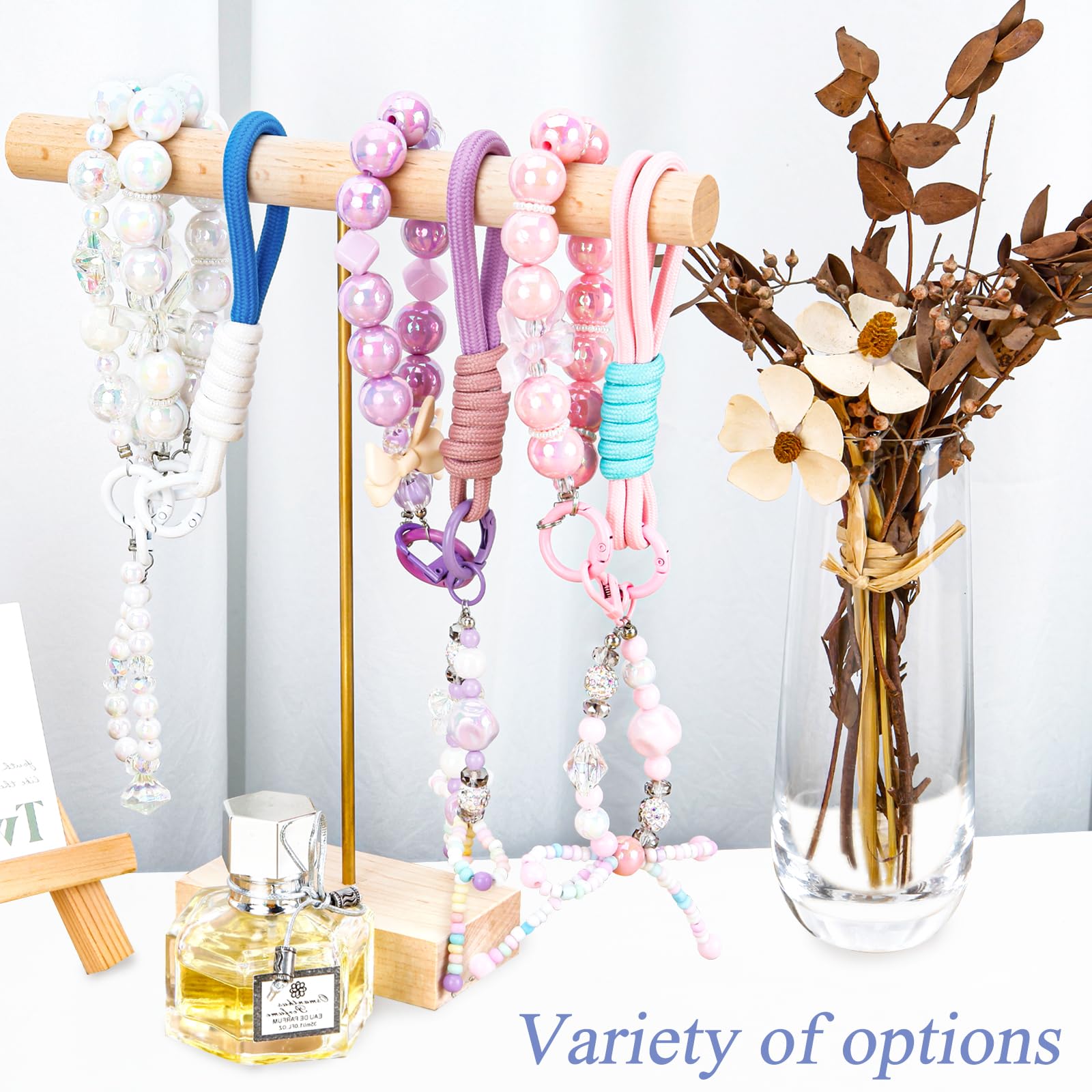 Beaded Keychain Wristlet Bracelet - Stylish Key Chain Rings, Car Holder Keyring & Backpack Accessories for Women and Girls | Perfect for Keys, Purses, Handbags and Everyday Use