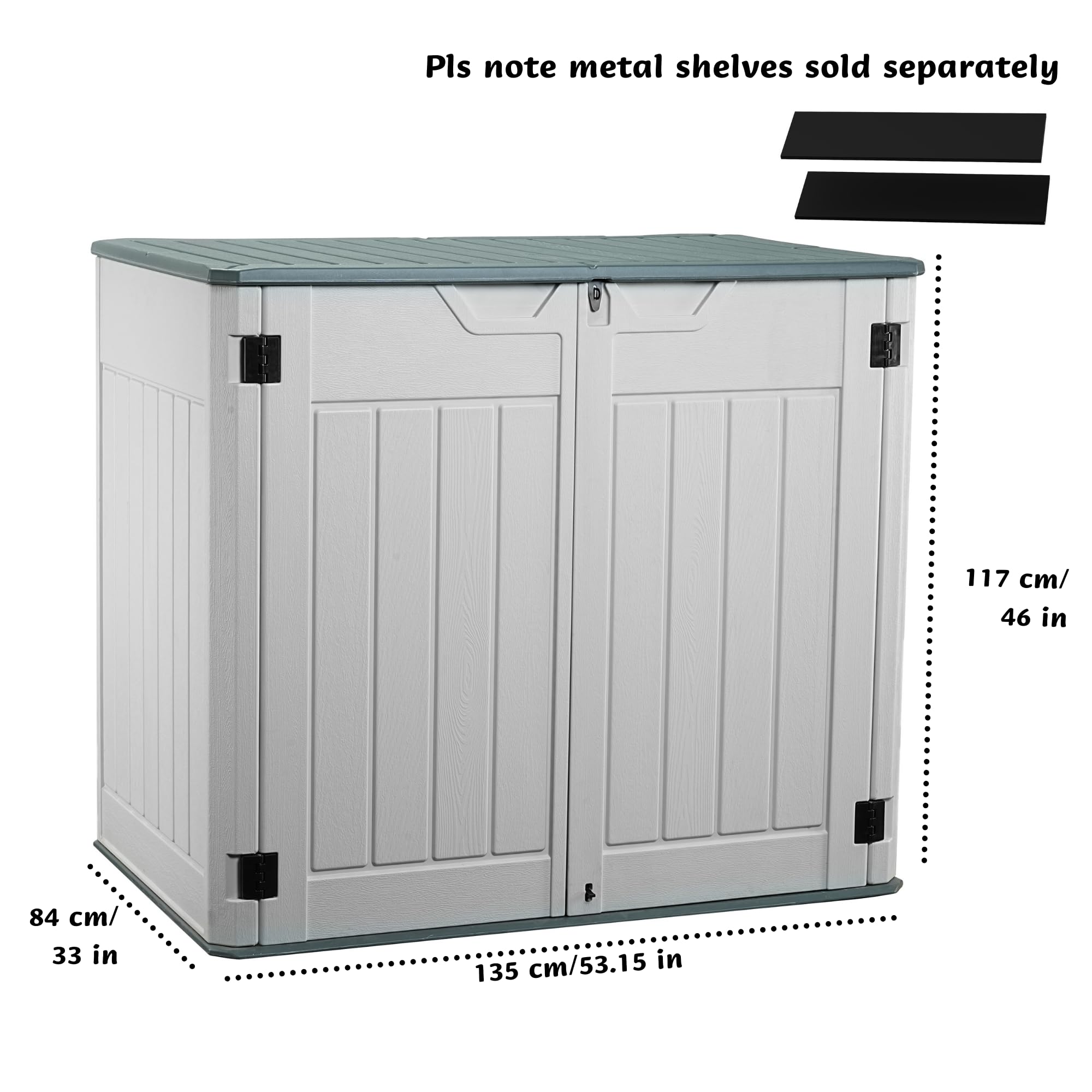 47 Cuft Horizontal Resin Storage Shed - Waterproof Outdoor Plastic Garden Tool Shed for Lawn Mower & Backyard Equipment (4.5 x 2.8 ft, White) - Perfect for Patio, Deck & Garage Storage Organization