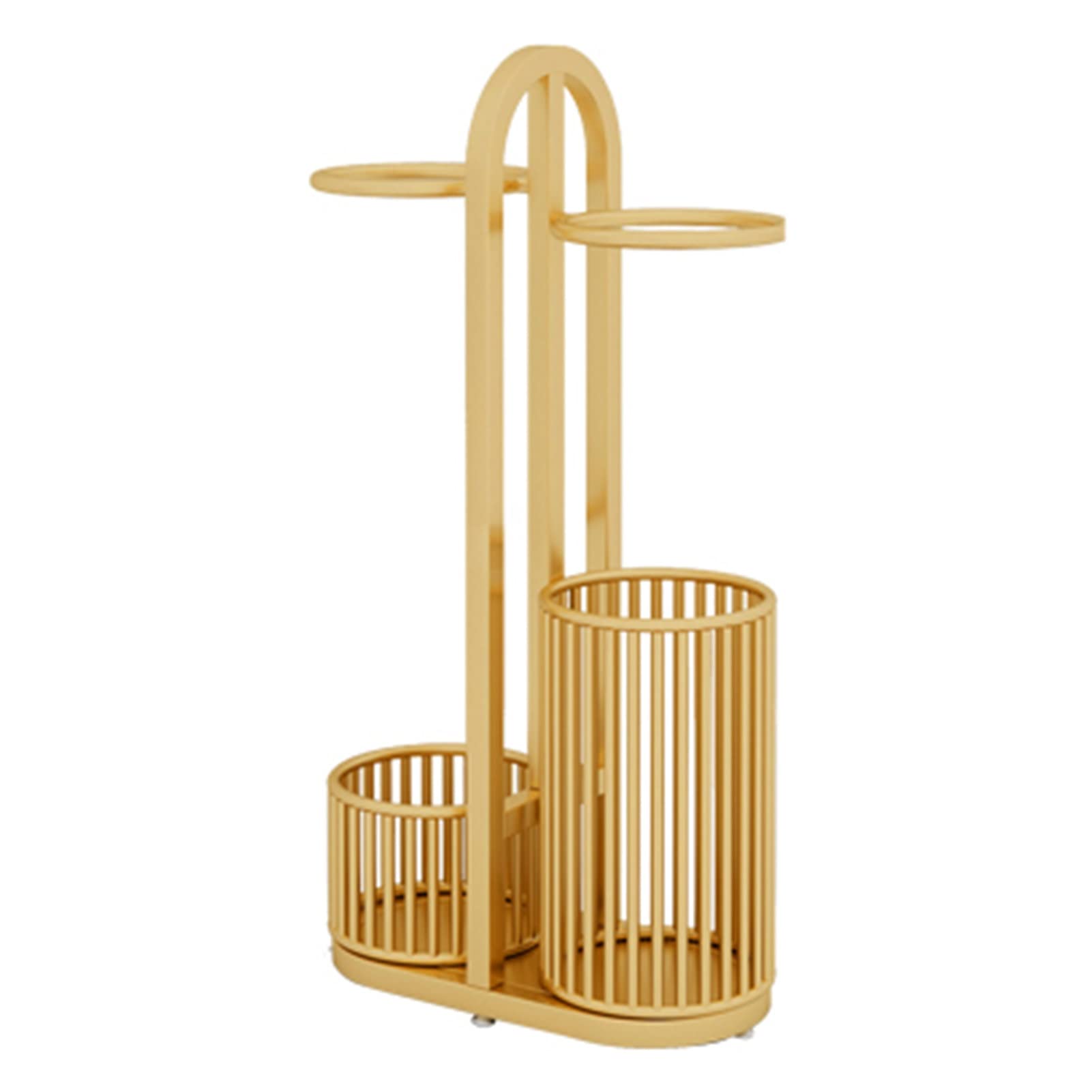Floor Standing Ball Storage Rack Organizer - Minimalist Sports Gear Shelf with Basket for Baseball Bats, Tennis Rackets & Basketballs (90cm Tall, Gold) | Perfect for Garage, Playroom & Sports Equipment Organization