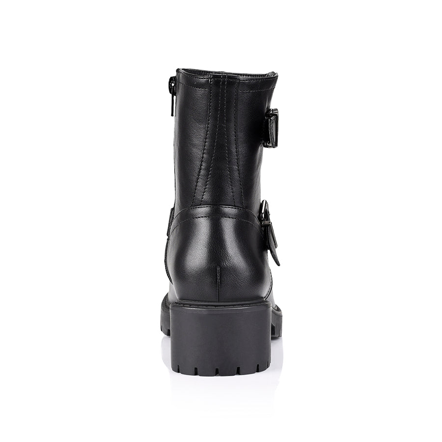 JayJay Combat Boots for Women - Black Smooth Leather Military Boots for Outdoor, Work & Fashion | Waterproof & Comfortable
