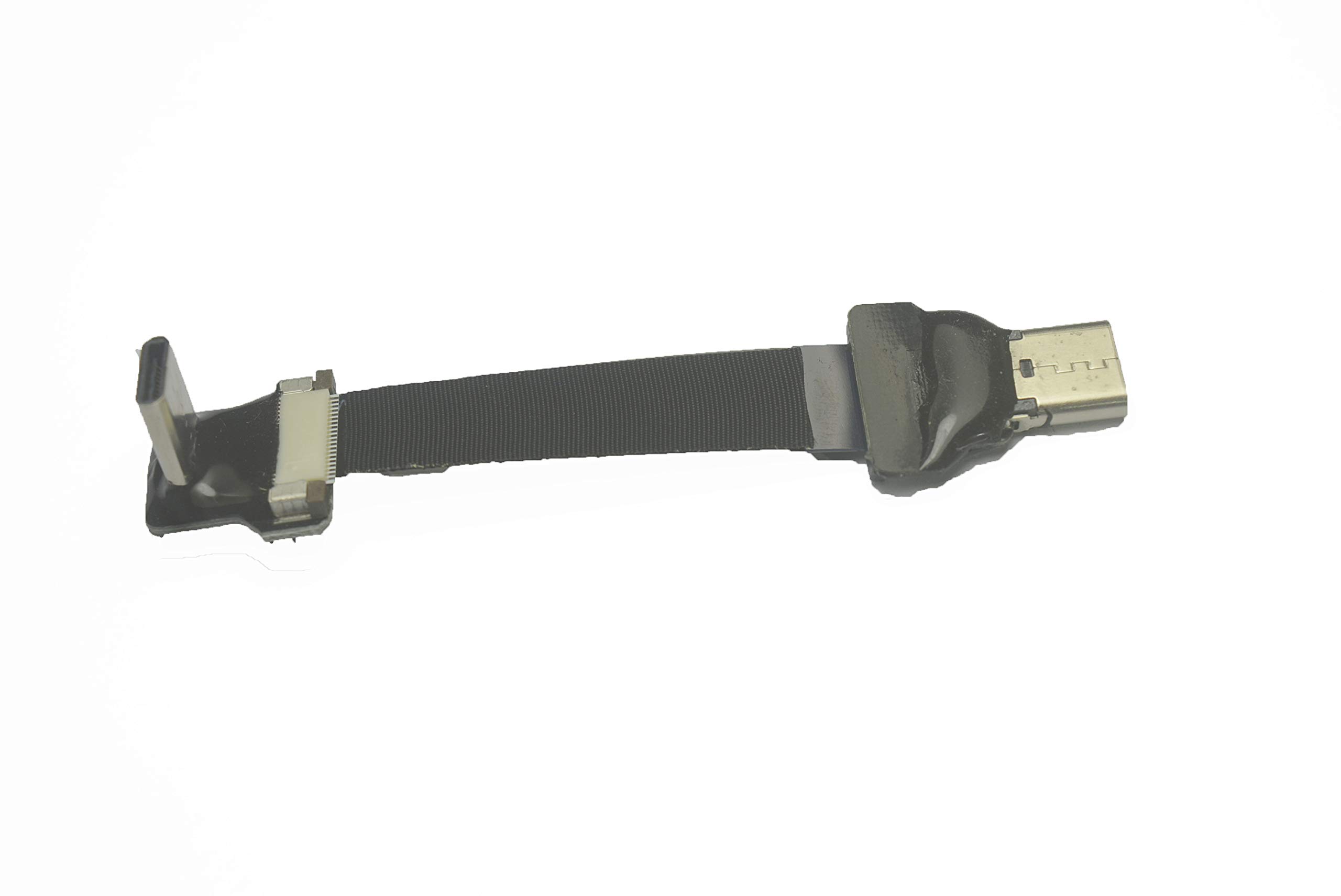 Soft Slim USB-C Cable - 10CM FPV Thin Ribbon FPC Cable - USB Type C Male 90° Angled to USB Type C Female Straight Connector - Fast Sync & Charging for Drones, FPV Goggles, and Mobile Devices