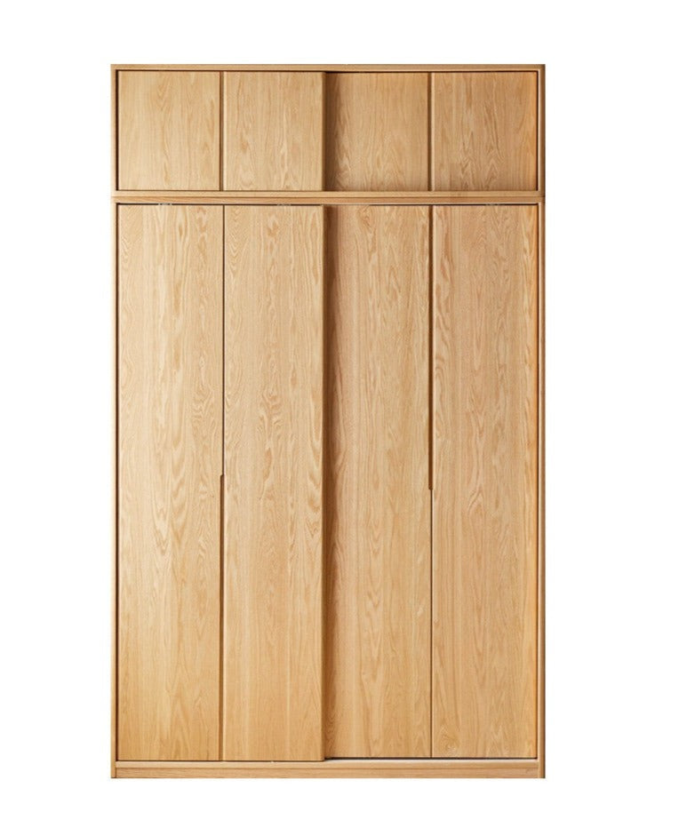 Solid Oak Wood Sliding Door Wardrobe - Durable & Stylish Closet Storage for Bedroom, Living Room, and Office Organization
