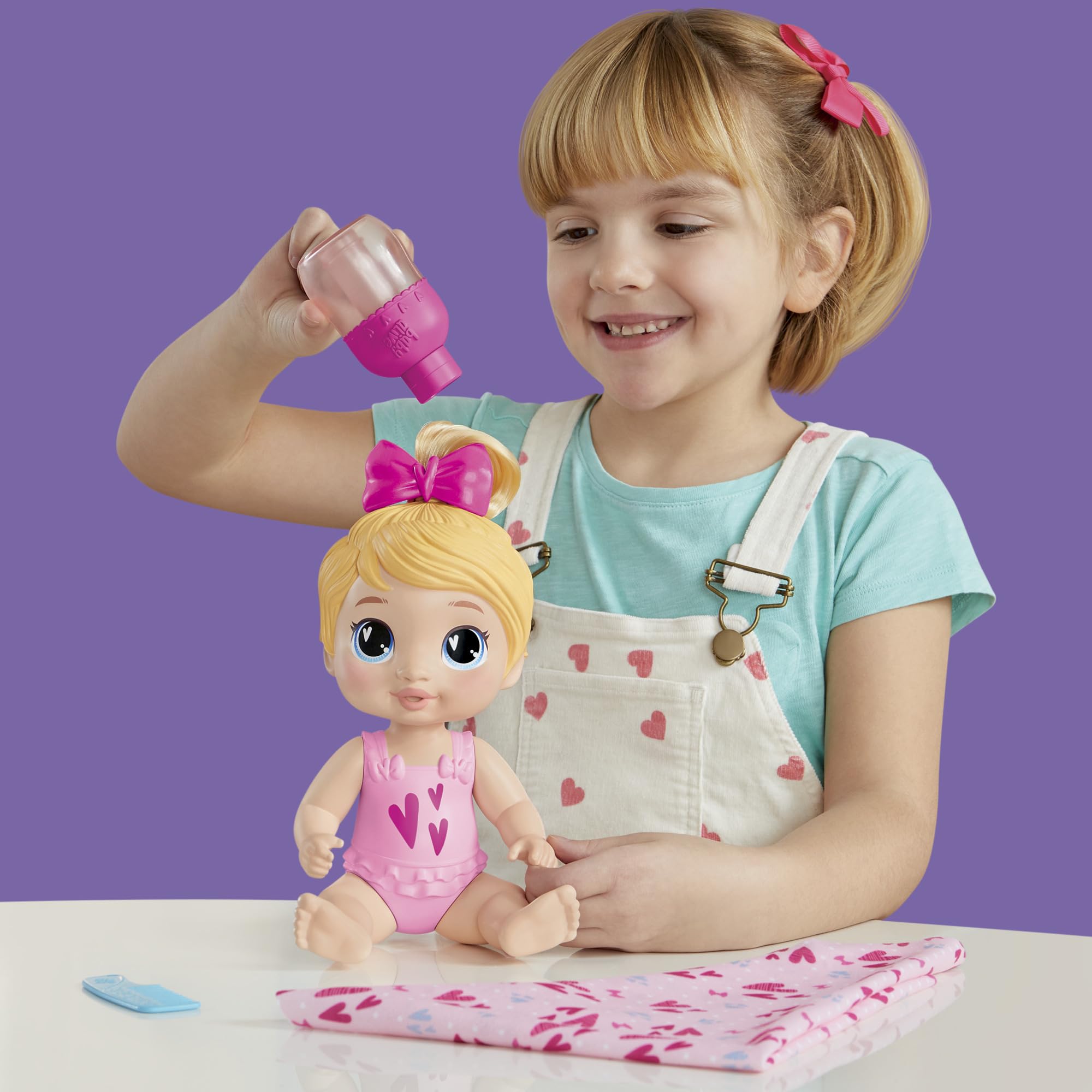 Baby Alive Shampoo Snuggle Harper Hugs Blonde Hair 11 Inch Water Baby Doll Playset - Interactive Bath Time Toy for 3 Year Old Girls & Boys, Perfect for Pretend Play and Sensory Development