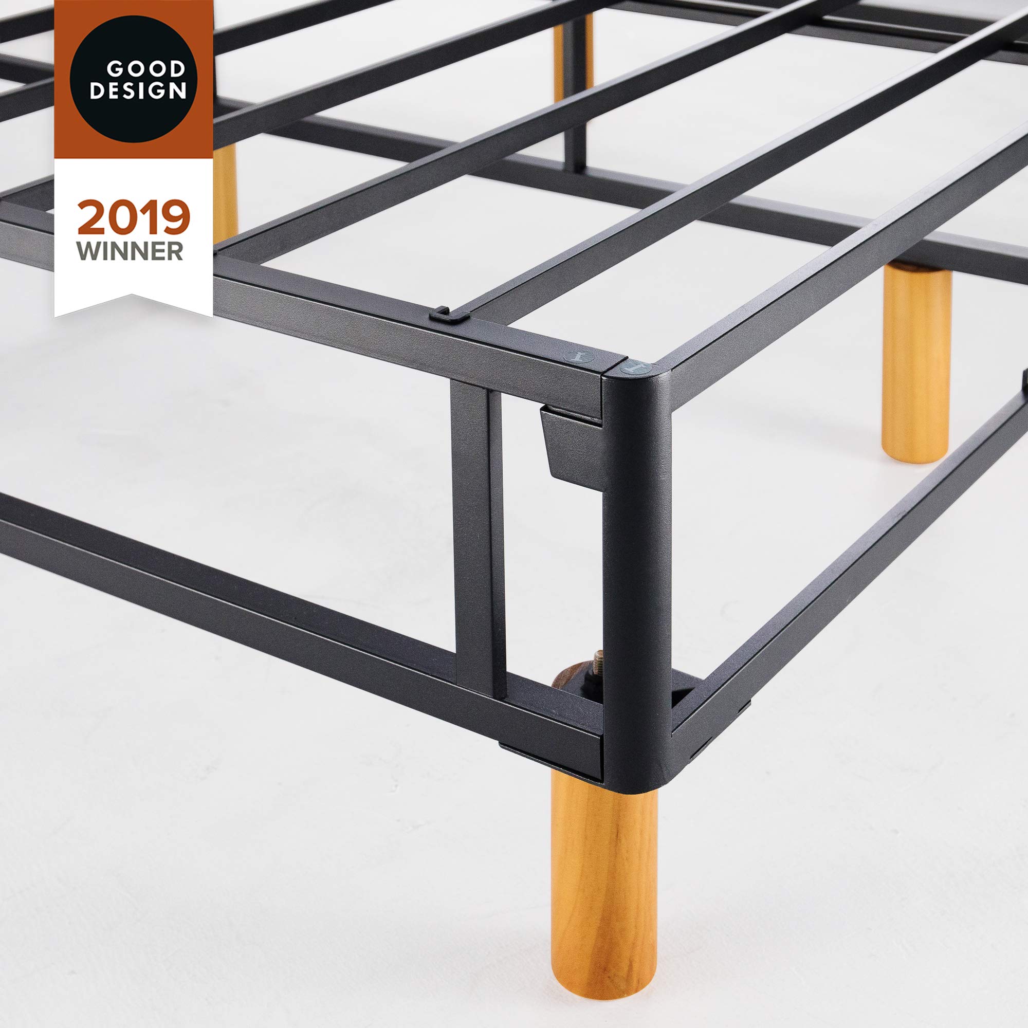 ZINUS GOOD DESIGN Award Winning Justina 16 Inch Metal Platform Bed Frame, Full Size, Grey - No Box Spring Needed, Sturdy Mattress Foundation for Modern Bedrooms & Guest Rooms