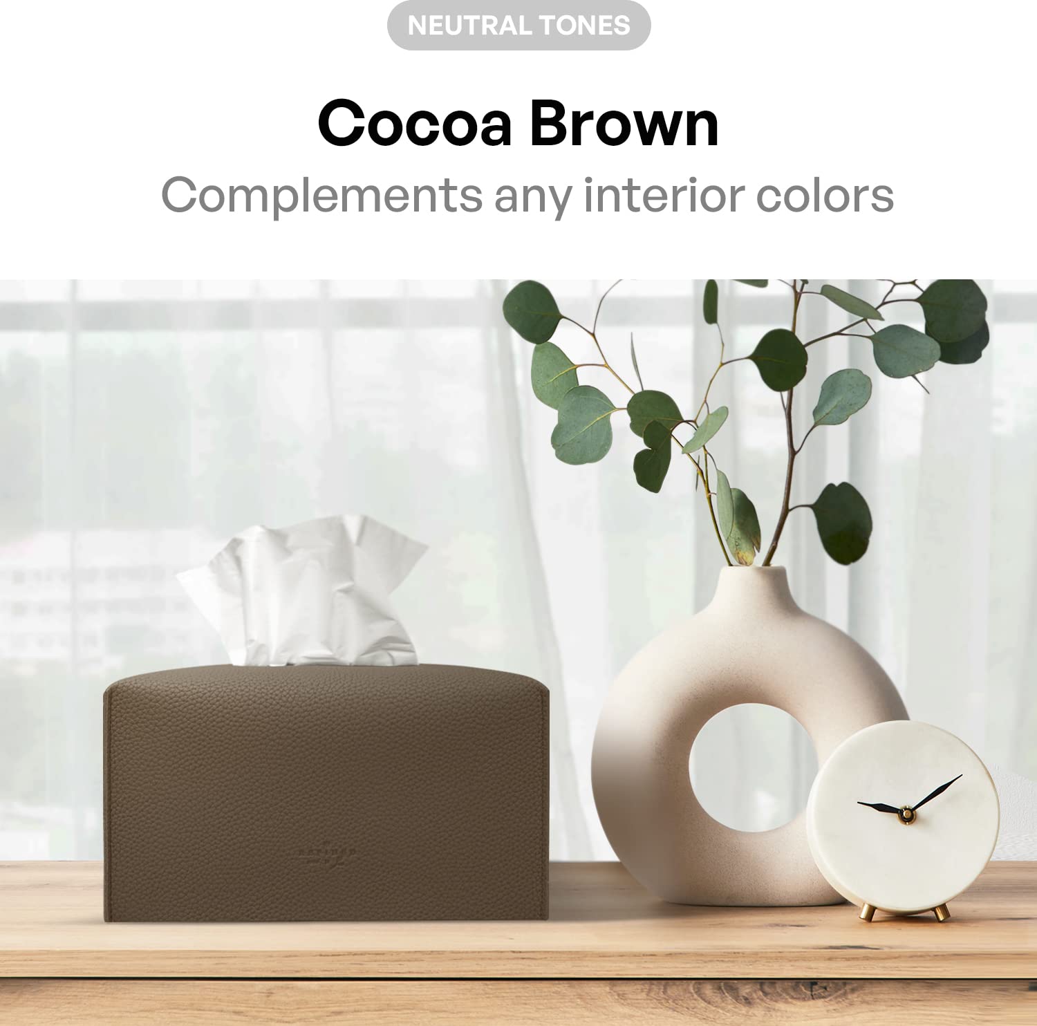 Carrotez Modern PU Leather Tissue Box Cover - Decorative Rectangular Holder for Bathroom, Vanity, Office Desk & Nightstand (9.5