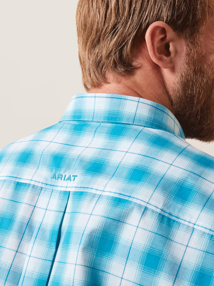 Ariat Men's Pro Series Khari Classic Fit Short Sleeve Shirt - Enamel Blue | Western Work Shirt for Ranch, Rodeo & Outdoor Activities