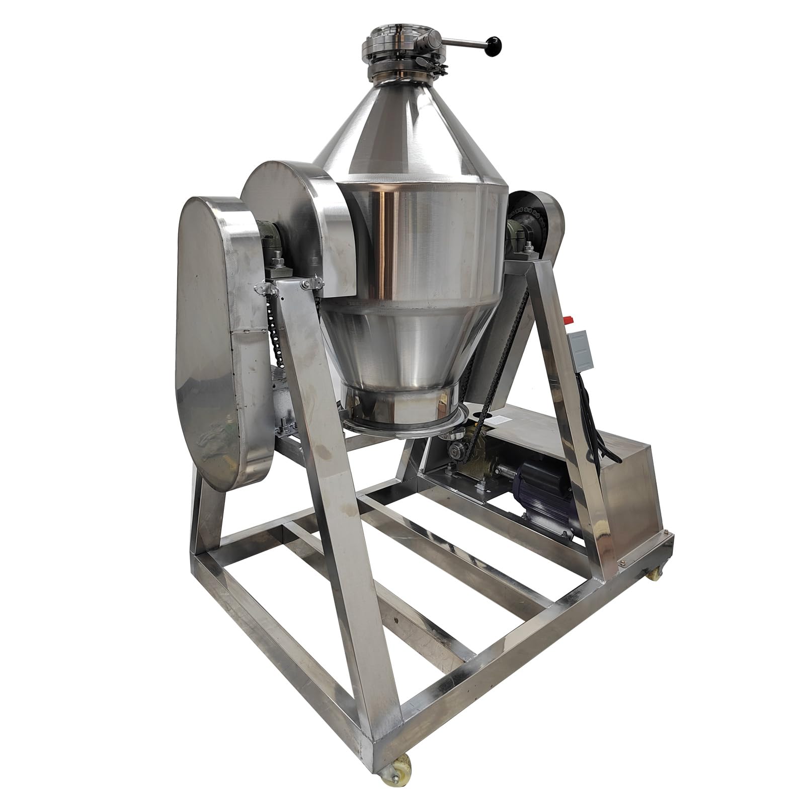 30L 360° Rotating Dry Powder Mixer - Metal Drum Particle Blender for Feed Granules & Metallurgy Powders | 110V 3KW Electric Mixing Machine | Ideal for Animal Feed Production & Industrial Powder Blending