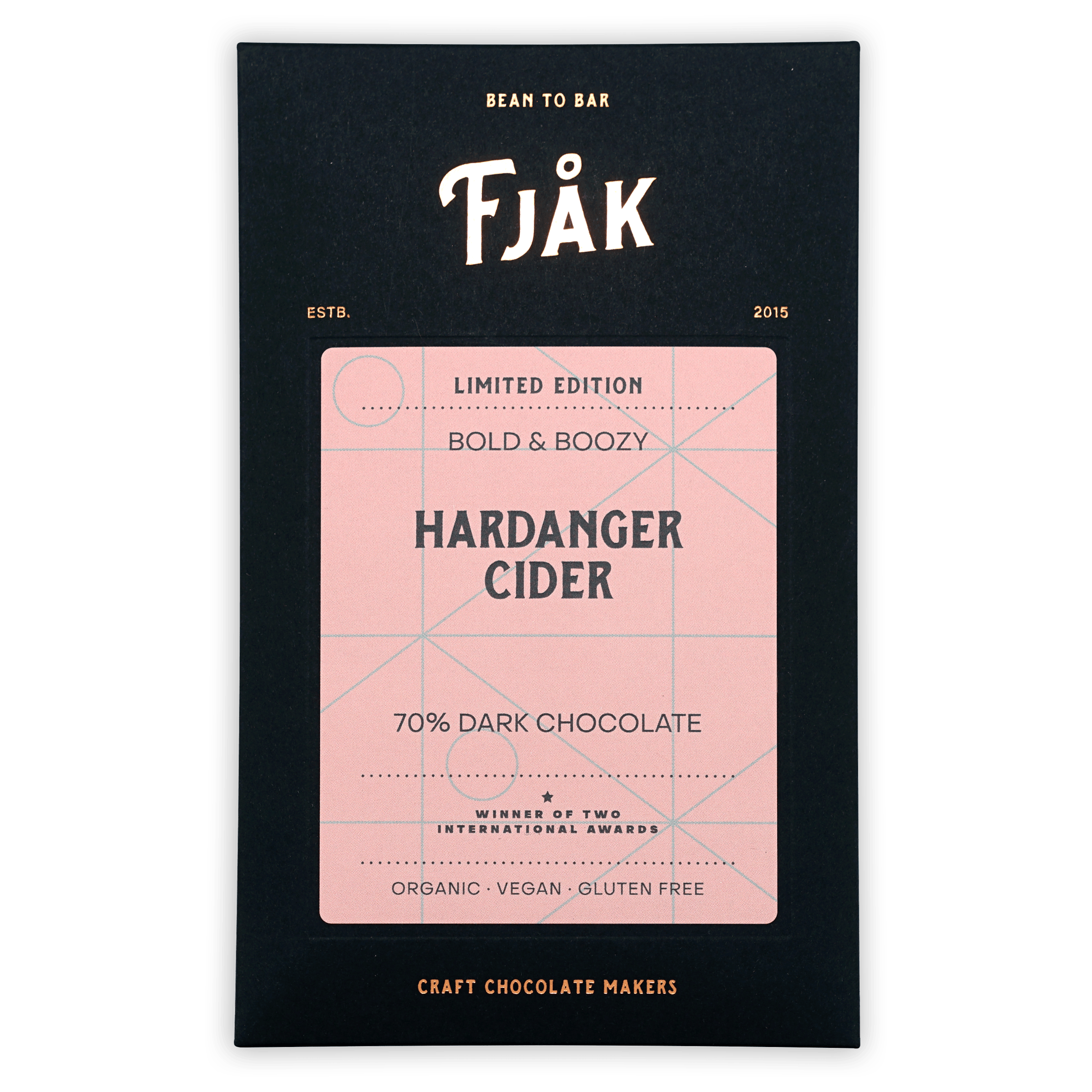 Premium Fj?k Dark Chocolate & Cider 70% Cocoa Bar - Limited Edition Gourmet Candy for Gifts, Parties & Dessert Pairing