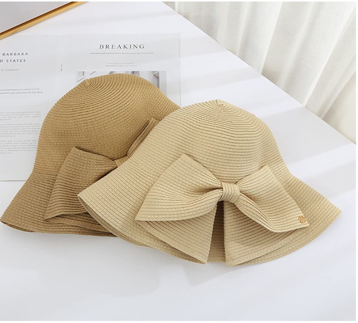 Women's Wide Brim Straw Sun Hat with Bow Knot - UPF 50+ UV Protection Summer Beach Hat for Outdoor, Travel & Gardening