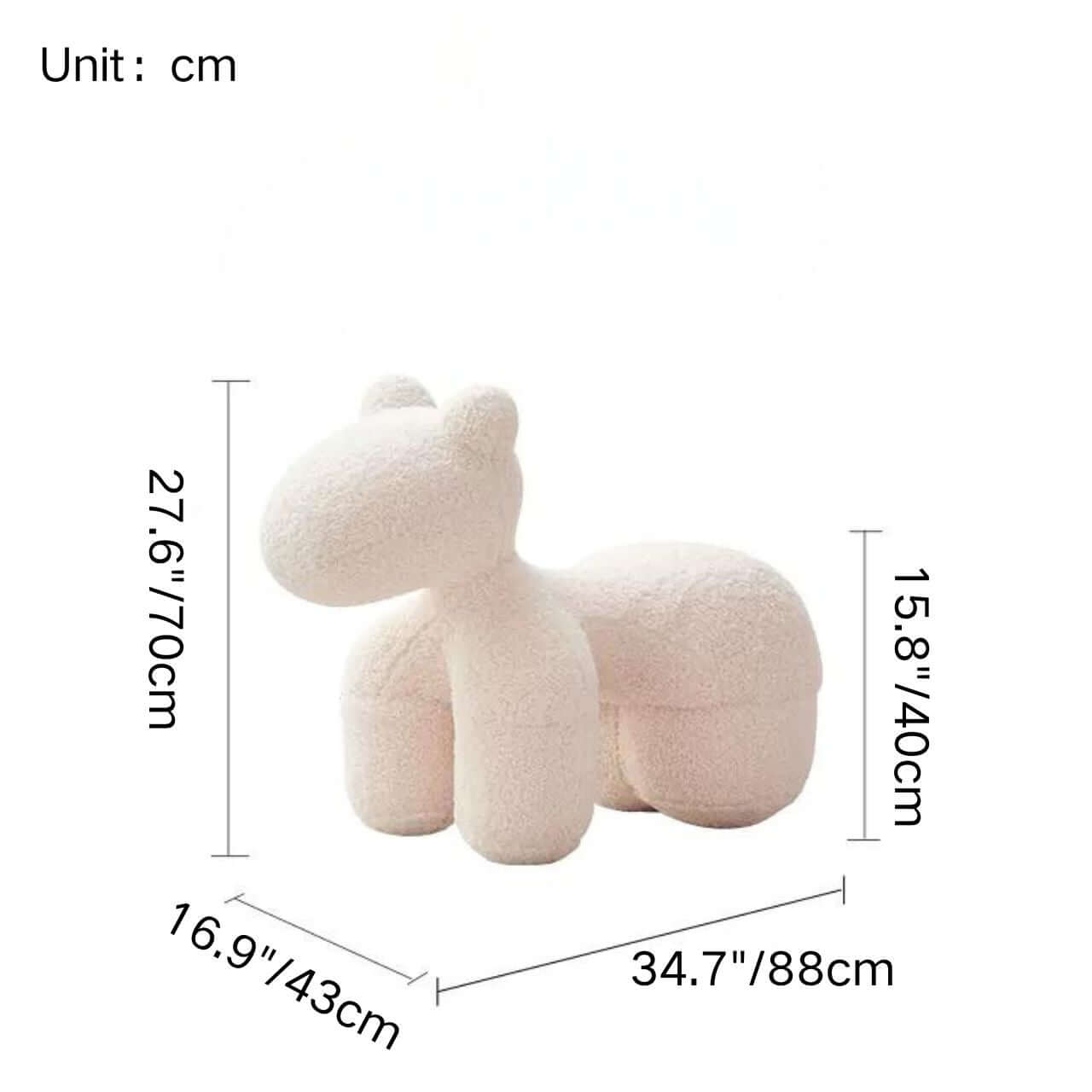 Soft White Sherpa Kids' Stool with Adorable Pony Design - Cozy Single Sofa Chair for Children's Room, Playroom or Nursery - Perfect for Reading, Relaxing & Playtime