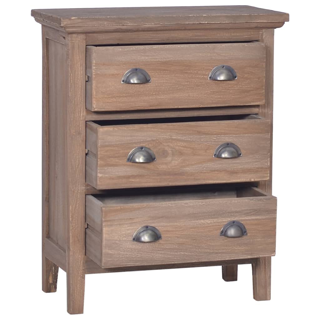 SKM 23.6 Inch Solid Teak Wood Sideboard with 3 Drawers - 11.8x29.5 Inches, Modern Storage Cabinet for Living Room, Dining Room, or Bedroom Organization