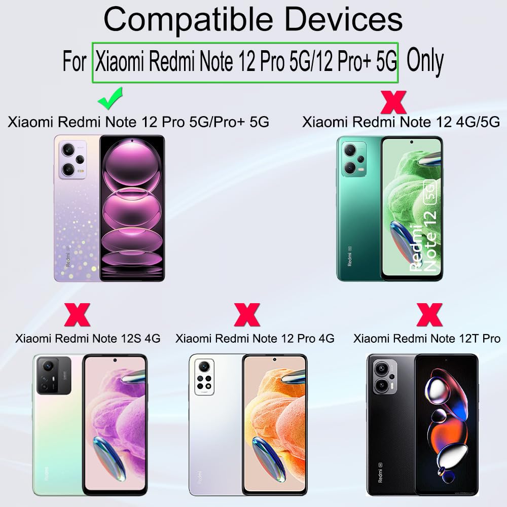 Ibywind 2 Pack Tempered Glass Screen Protector + 1 Pack Camera Lens Protector + 1 Pack Back Film for Redmi Note 12 Pro 5G/Note 12 Pro+/Note 12 Pro Plus 5G (6.67 Inch) - 9H Hardness, Bubble-Free, Easy Installation - Perfect for Daily Protection Against Scratches and Drops