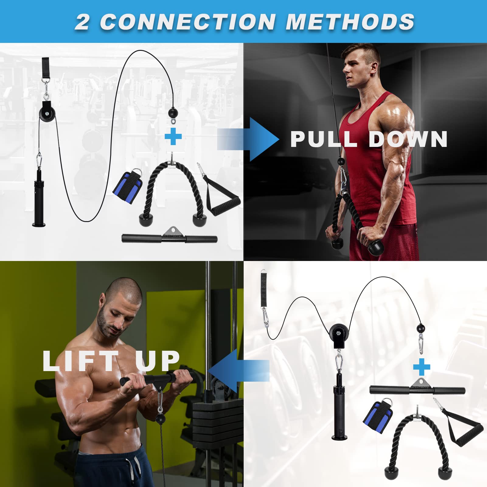 Uboway Dual Cable LAT Pull Down Machine - Upgraded Weight Cable Pulley System with Loading Pin for Home Gym | Perfect for Triceps, Back, Forearms & Shoulder Workouts | Strength Training & Fitness Equipment for Small Spaces