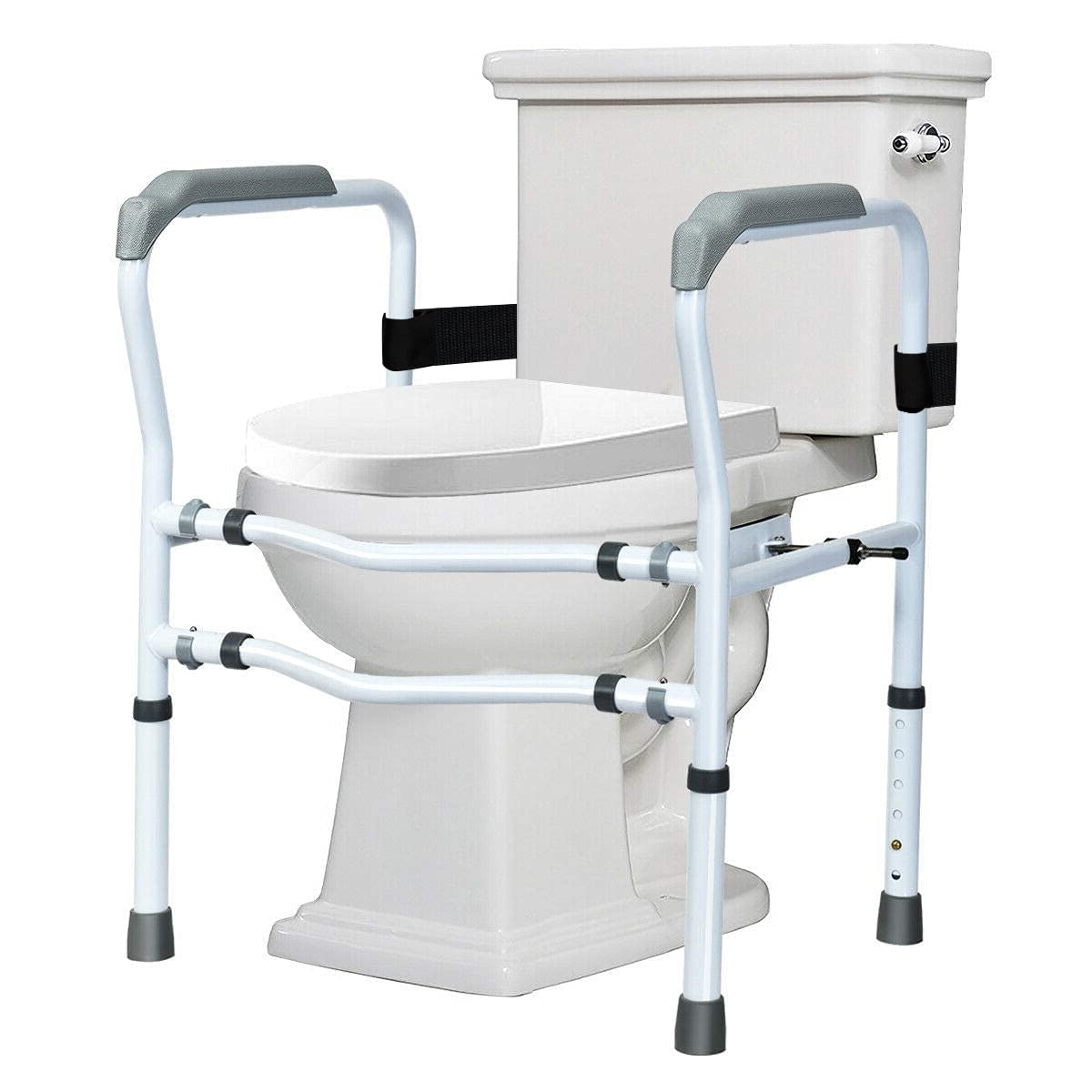 Adjustable Toilet Safety Rail - 300lbs Capacity Rotatable Bathroom Armrest with Clip, Height & Width Assist Frame for Elderly & Disabled - Ideal for Commode Handrails & Grab Bars - Perfect for Bathroom Safety & Mobility Support
