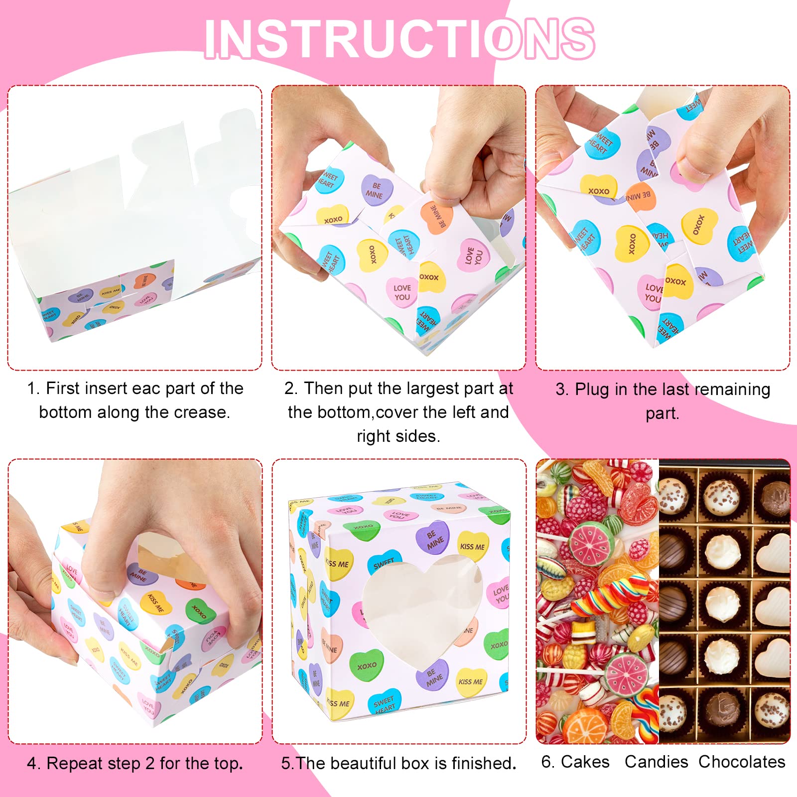 Valentine's Day Bakery Boxes 24pcs with Heart Window - for Cupcakes, Cookies & Donuts Gift Giving